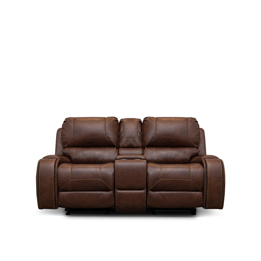 SH3215BRW-2 DOUBLE GLIDER RECLINING Loveseat W/CENTER CONSOLE - SH3215BRW-2 - Bien Home Furniture & Electronics