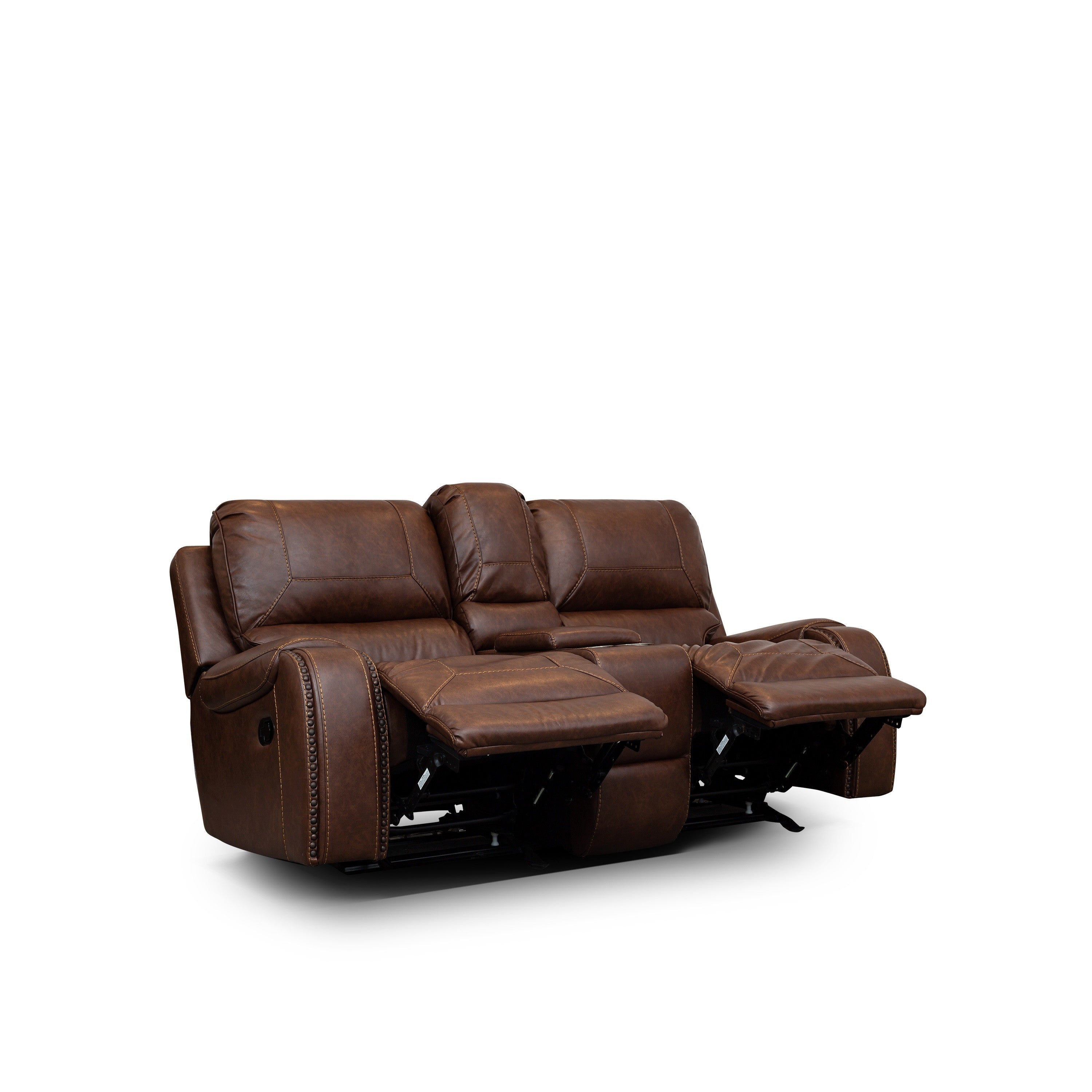 SH3215BRW-2 DOUBLE GLIDER RECLINING Loveseat W/CENTER CONSOLE - SH3215BRW-2 - Bien Home Furniture & Electronics