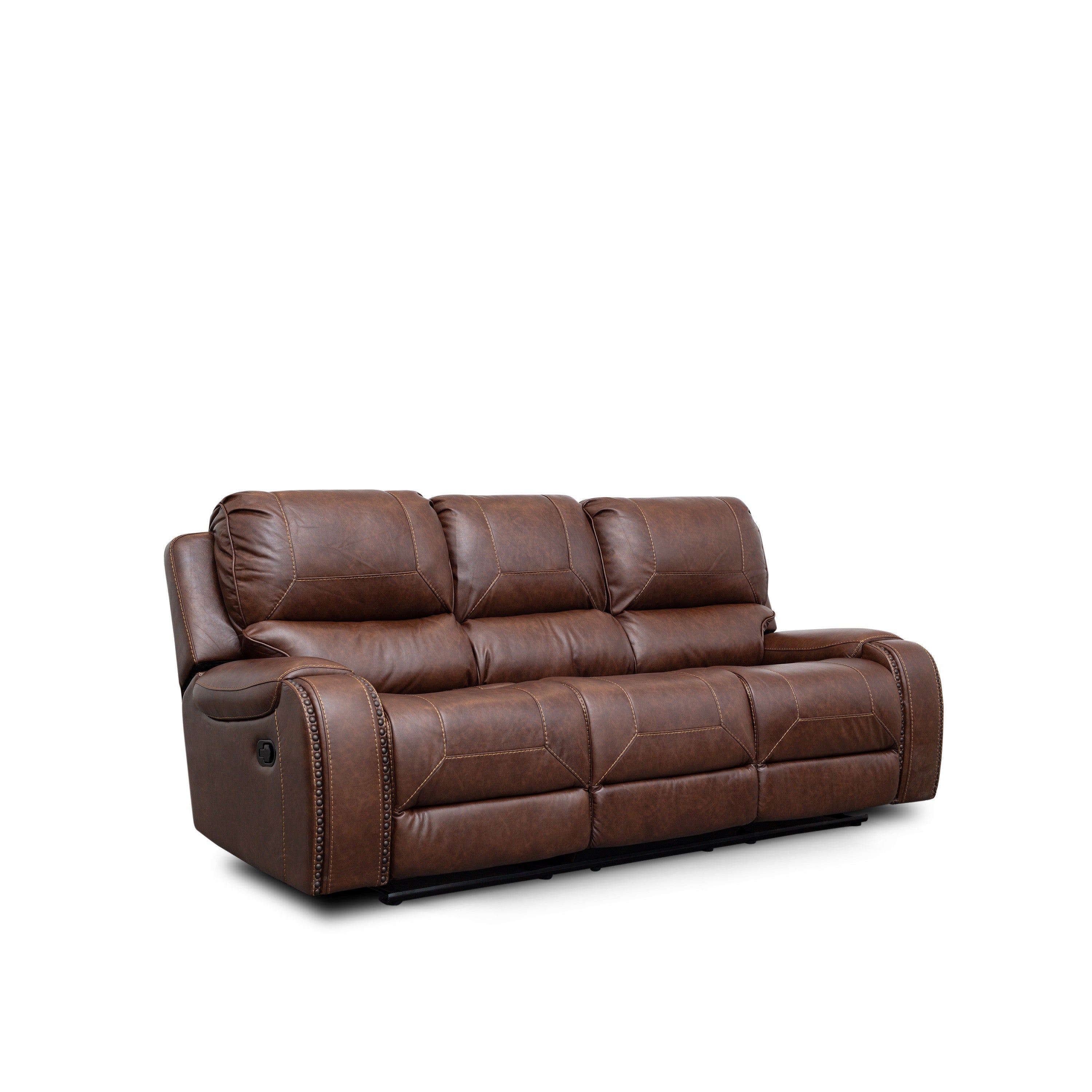 SH3215BRW-3 DOUBLE RECLINING SOFA W/DROP-DOWN CUP HOLDERS - SH3215BRW-3 - Bien Home Furniture & Electronics