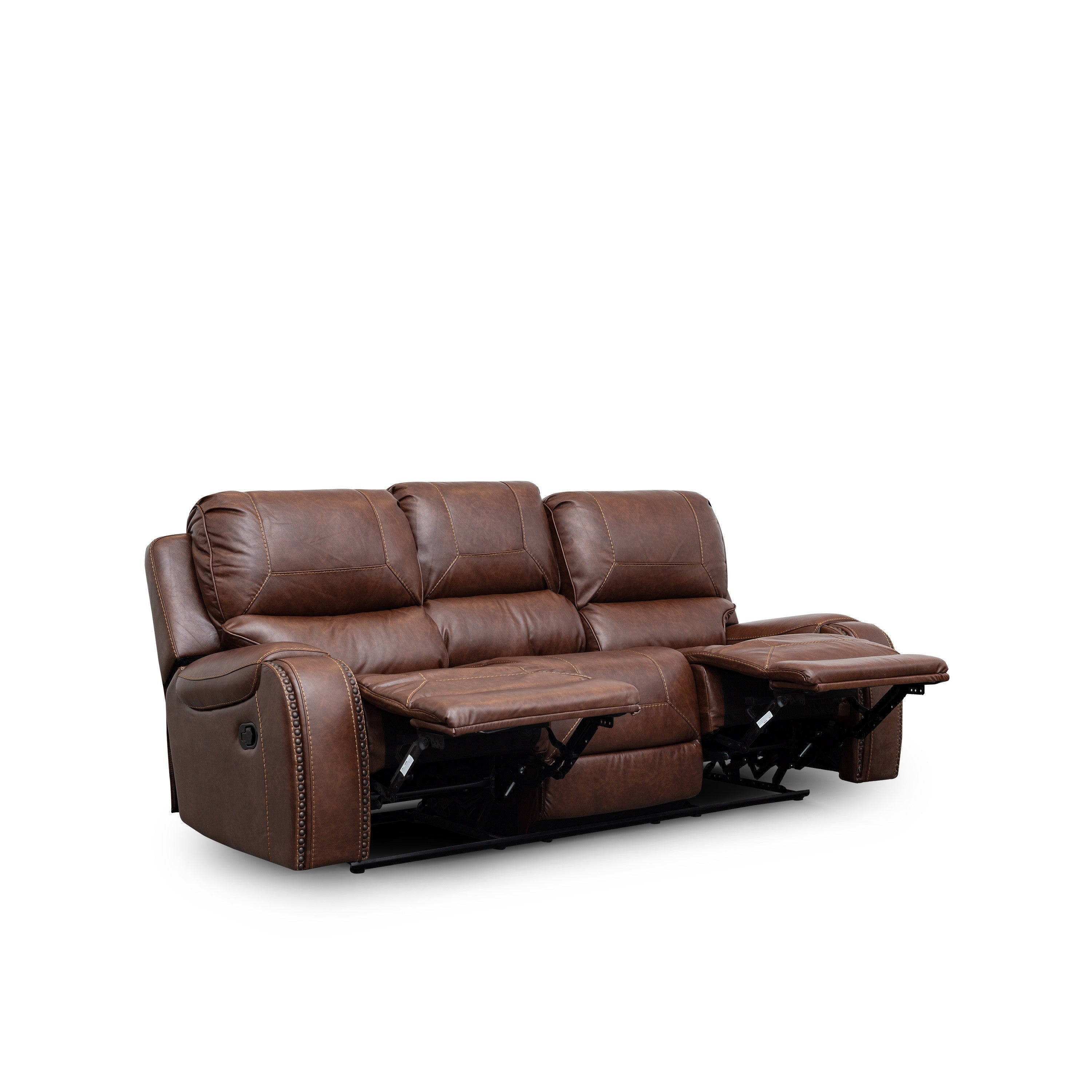 SH3215BRW-3 DOUBLE RECLINING SOFA W/DROP-DOWN CUP HOLDERS - SH3215BRW-3 - Bien Home Furniture & Electronics