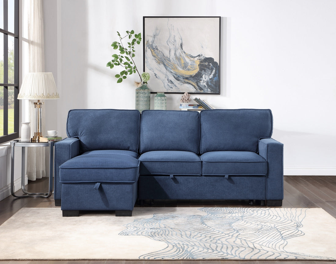 SH8891BLU* (2)2-PIECE SECTIONAL W/ PULL-OUT BED &amp; LAF CHAISE WITH STORAGE - SH8891BLU* - Bien Home Furniture &amp; Electronics