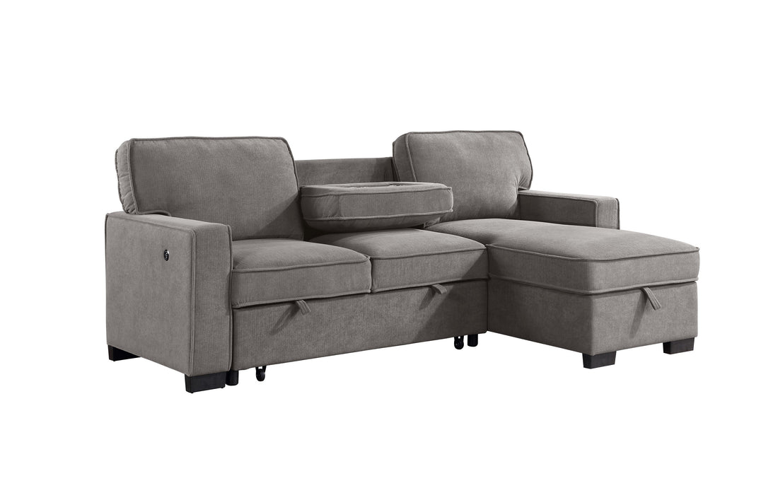 SH8891GRY* (2)2PC SECTIONAL W/ PULL-OUT BED &amp; LAF CHAISE WITH STORAGE - SH8891GRY* - Bien Home Furniture &amp; Electronics
