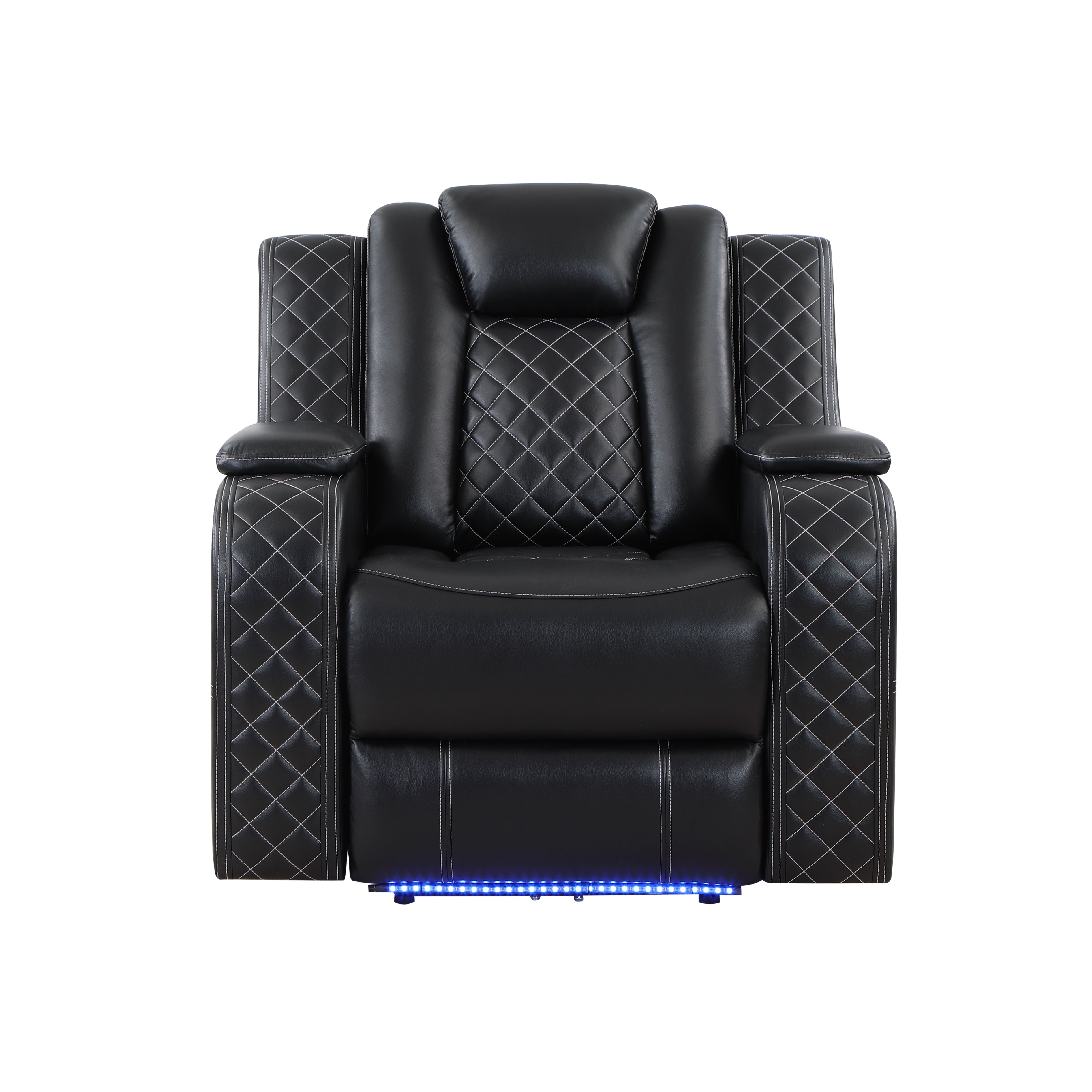 SH8895BLK-1 PW RECLN CHAIR W/ PW HEADREST, LED LIGHT - SH8895BLK-1 - Bien Home Furniture & Electronics