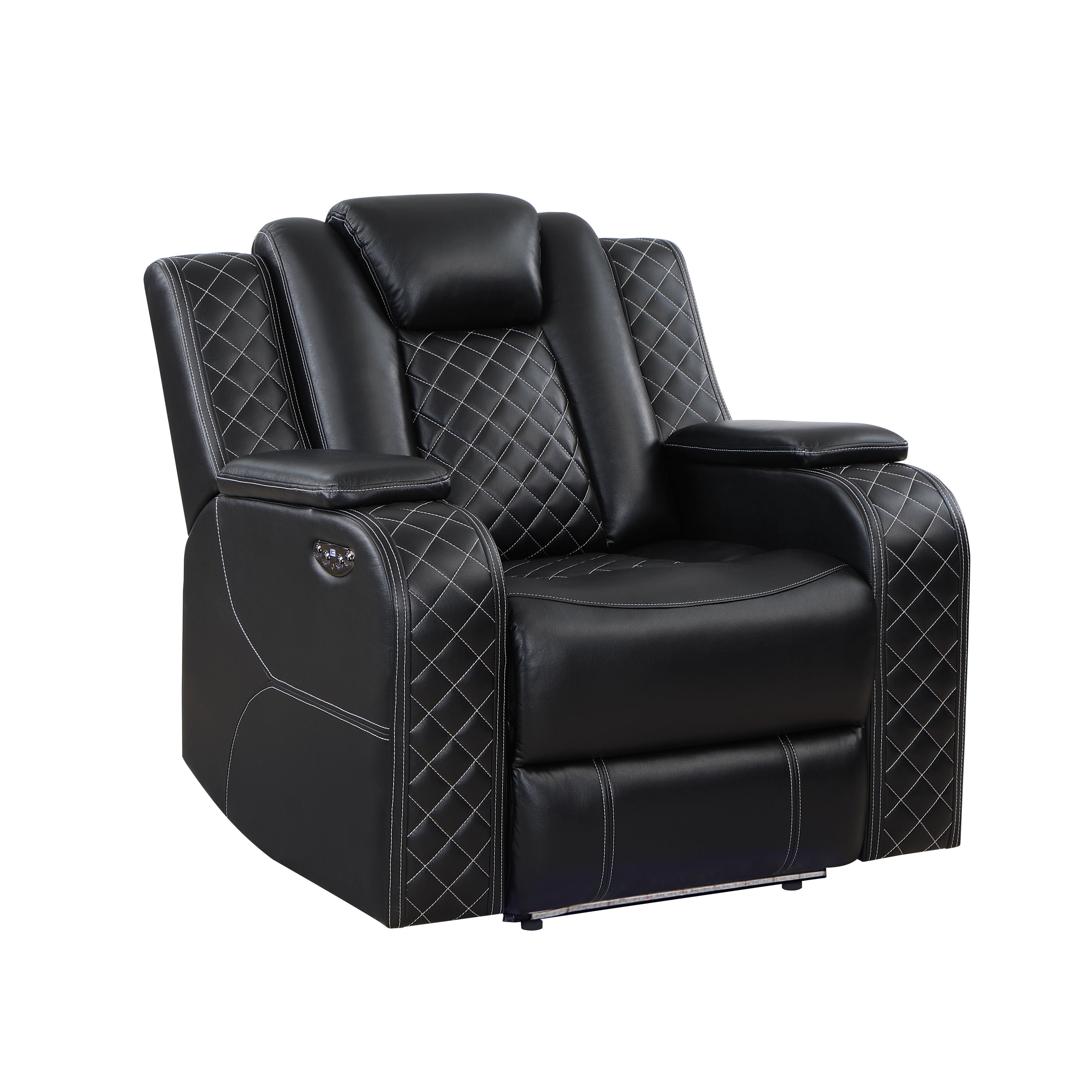 SH8895BLK-1 PW RECLN CHAIR W/ PW HEADREST, LED LIGHT - SH8895BLK-1 - Bien Home Furniture & Electronics