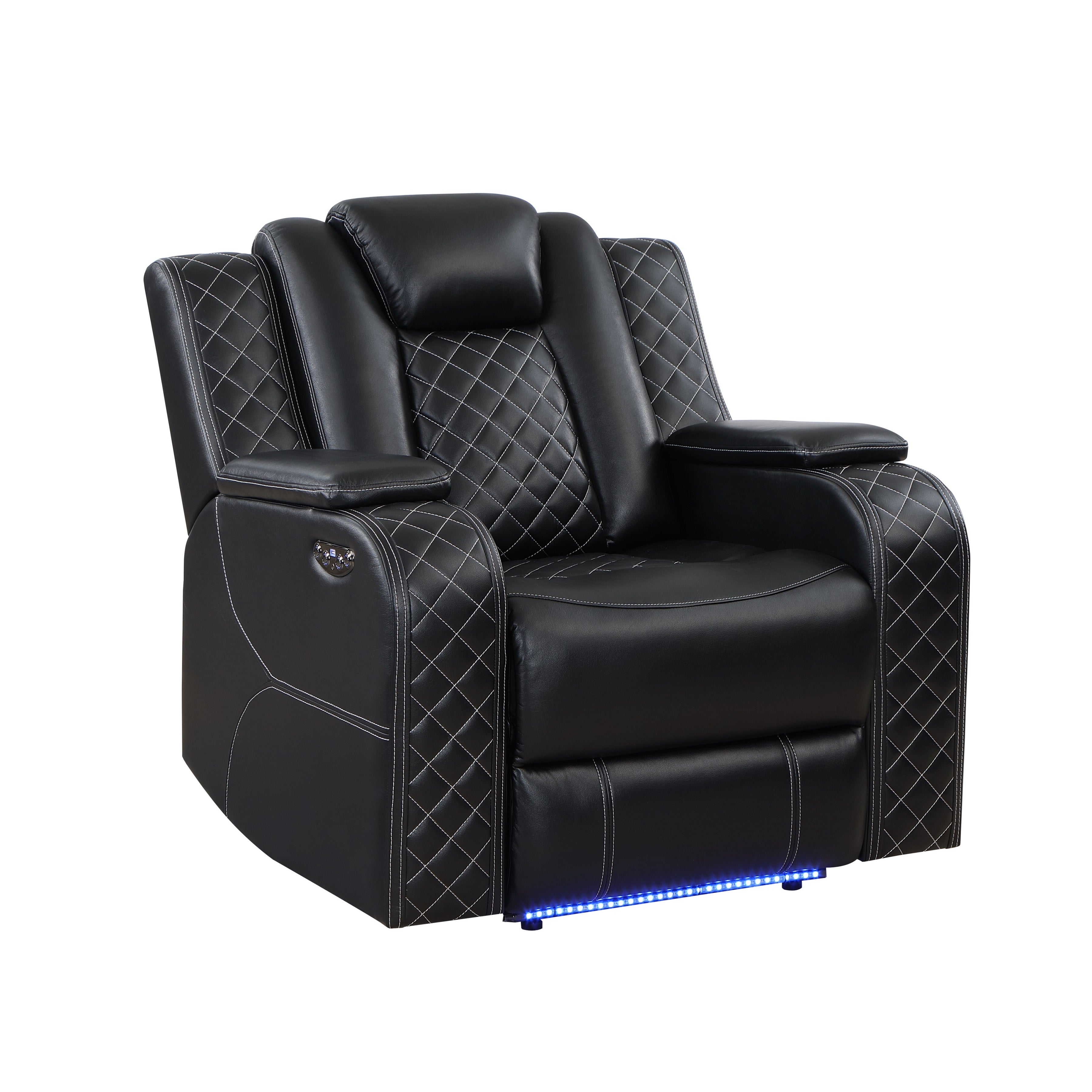 SH8895BLK-1 PW RECLN CHAIR W/ PW HEADREST, LED LIGHT - SH8895BLK-1 - Bien Home Furniture & Electronics