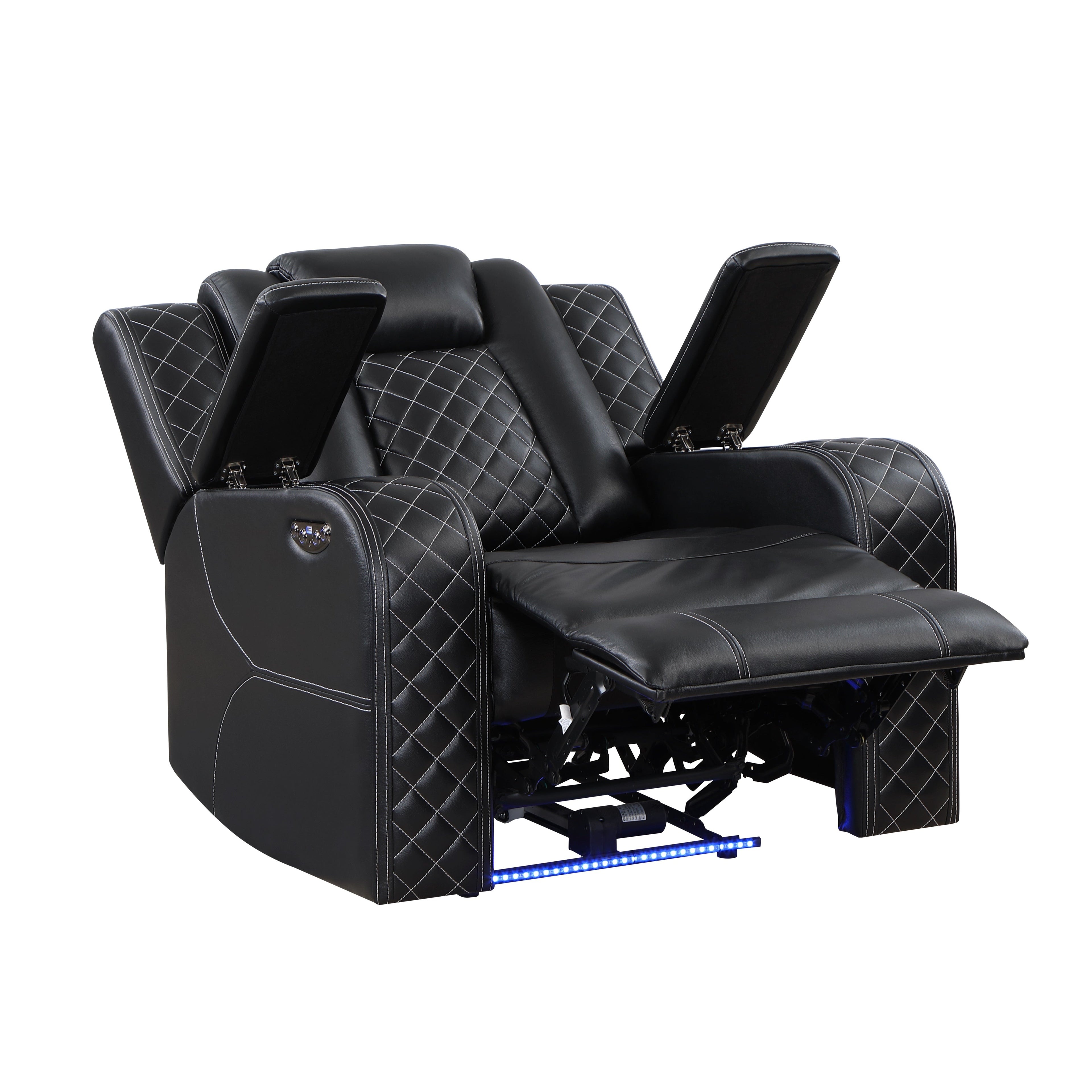 SH8895BLK-1 PW RECLN CHAIR W/ PW HEADREST, LED LIGHT - SH8895BLK-1 - Bien Home Furniture & Electronics