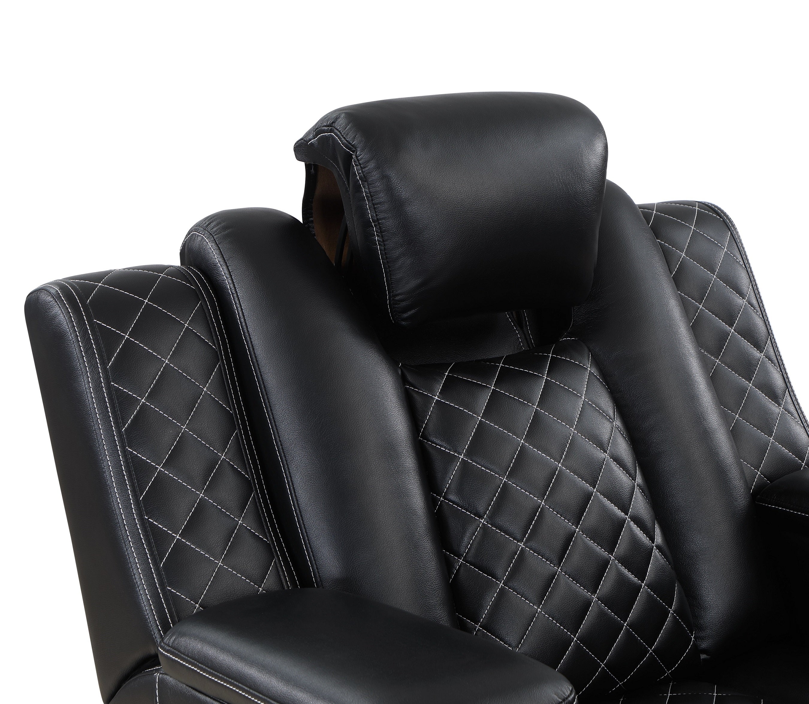 SH8895BLK-3 PW D. RECLN SOFA W/ CONSOLE, PW HEADRESTS, LED LIGHT/SPEAKERS - SH8895BLK-3 - Bien Home Furniture & Electronics