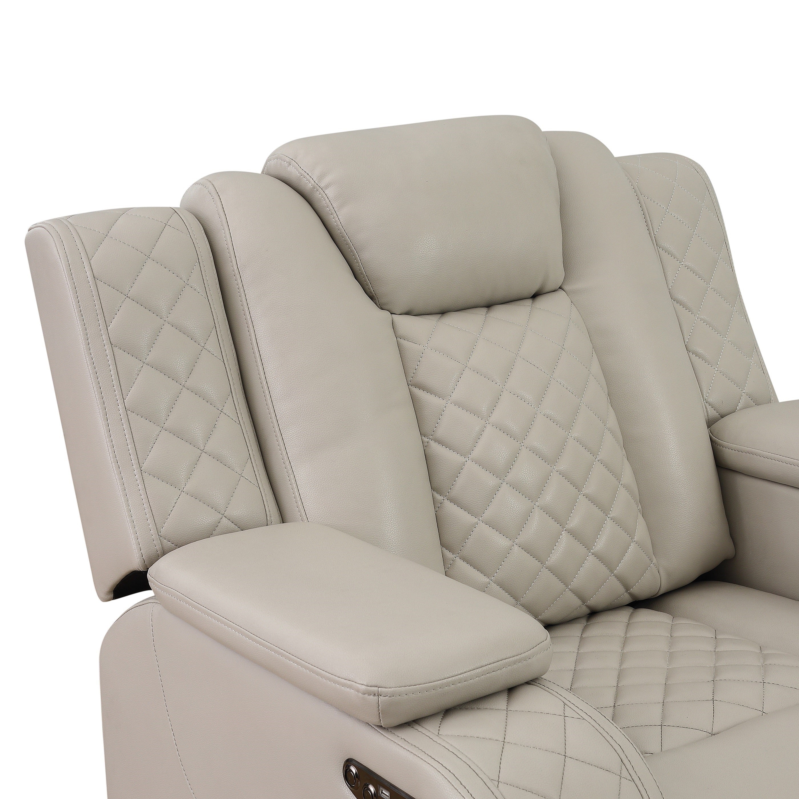 SH8895GRW-1 PW RECLN CHAIR W/ PW HEADREST, LED LIGHT, GRAY WHITE - SH8895GRW-1 - Bien Home Furniture & Electronics