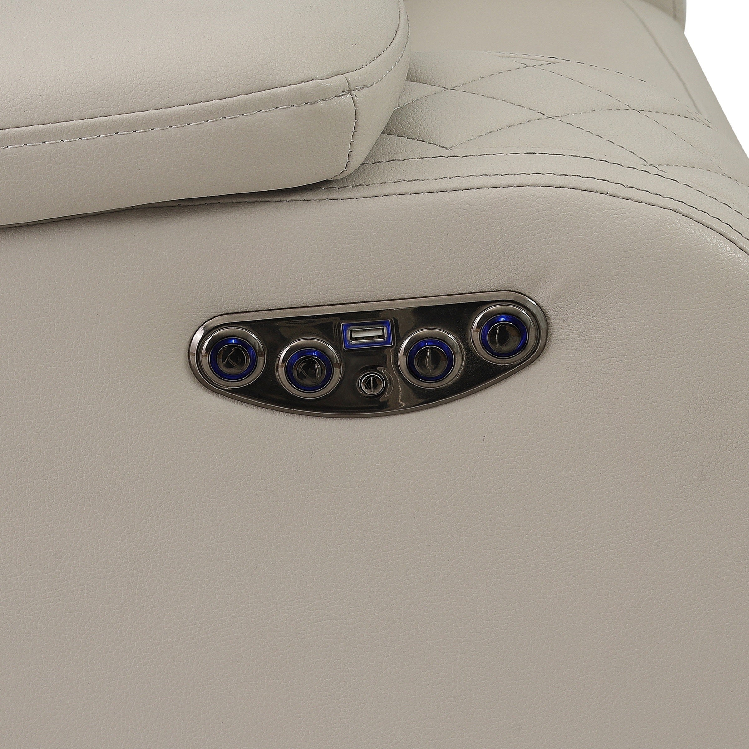 SH8895GRW-2 PW D. RECLN LOVESEAT W/ CONSOLE, PW HEADRESTS, LED LIGHT/SPEAKERS - SH8895GRW-2 - Bien Home Furniture & Electronics