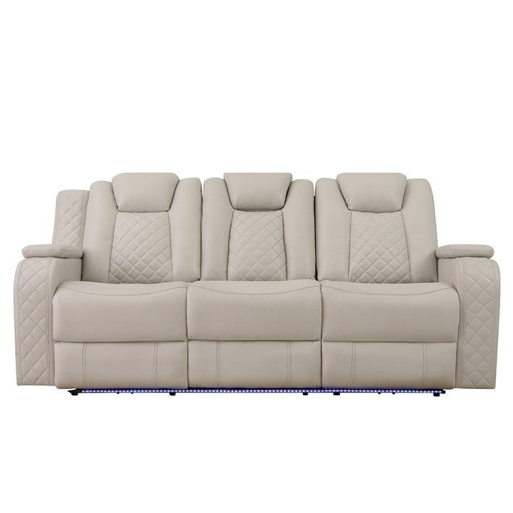 SH8895GRW-3 PW D. RECLN SOFA, PW HEADRESTS, LED LIGHT W/ DROPDOWN TBL - SH8895GRW-3 - Bien Home Furniture & Electronics