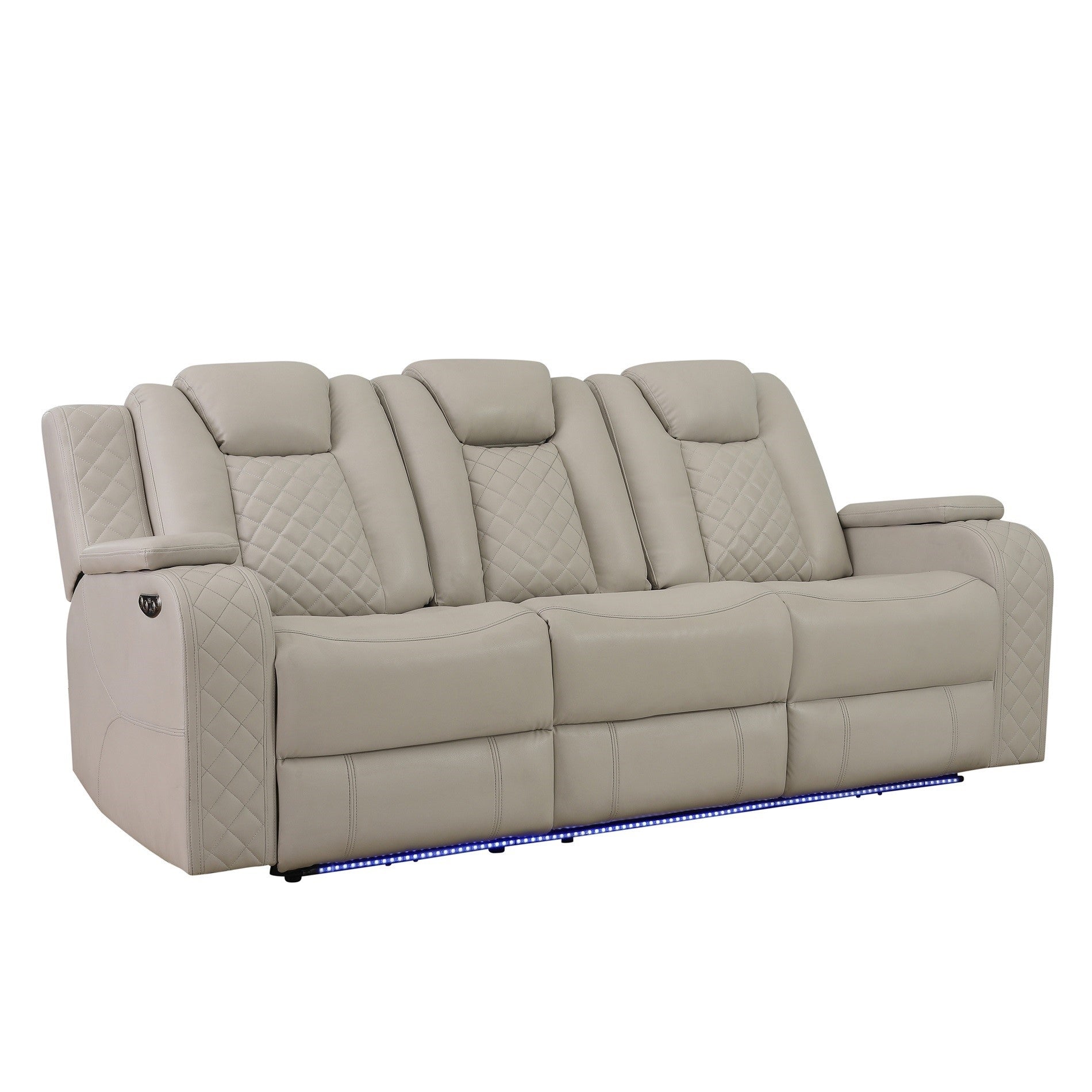 SH8895GRW-3 PW D. RECLN SOFA, PW HEADRESTS, LED LIGHT W/ DROPDOWN TBL - SH8895GRW-3 - Bien Home Furniture & Electronics