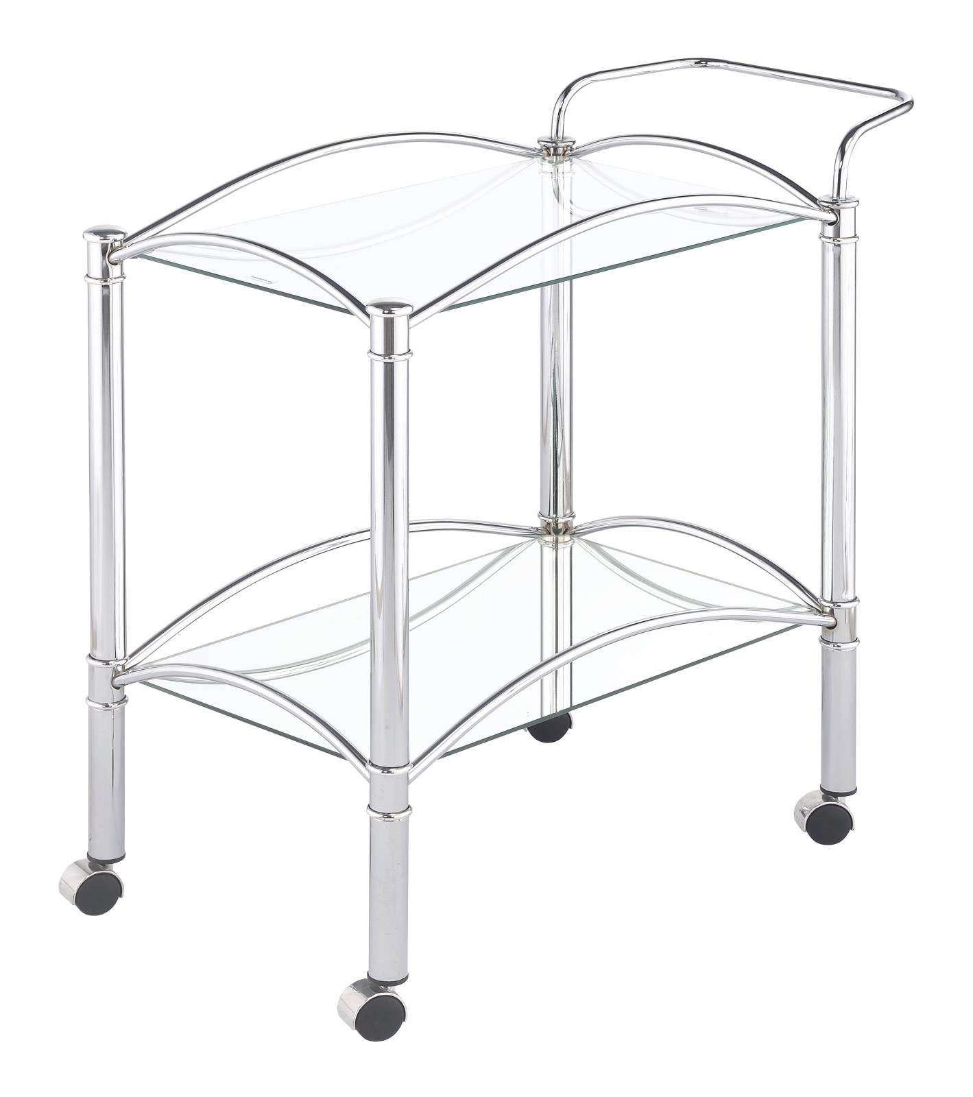Shadix Chrome/Clear 2-Tier Serving Cart with Glass Top - 910077 - Bien Home Furniture & Electronics