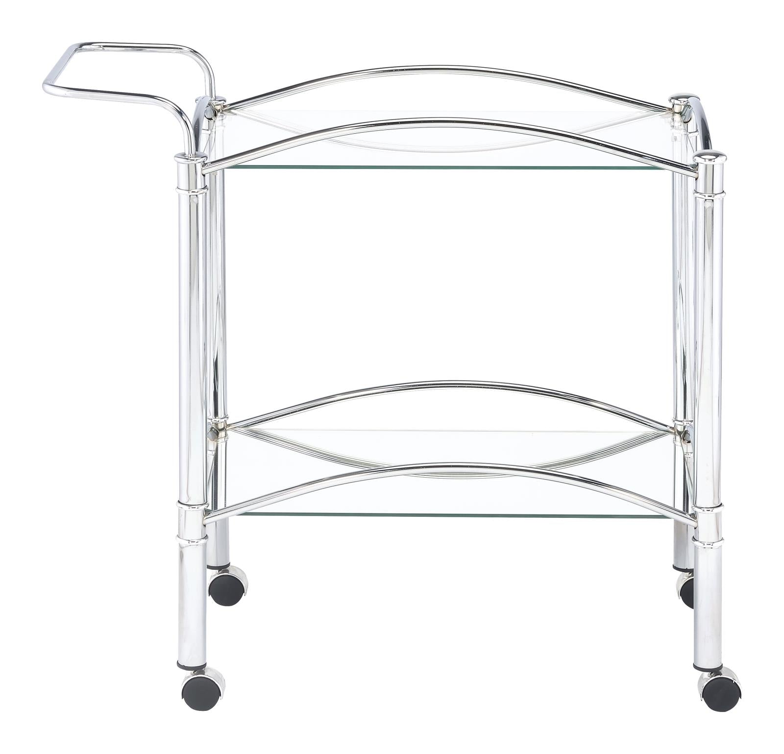 Shadix Chrome/Clear 2-Tier Serving Cart with Glass Top - 910077 - Bien Home Furniture & Electronics