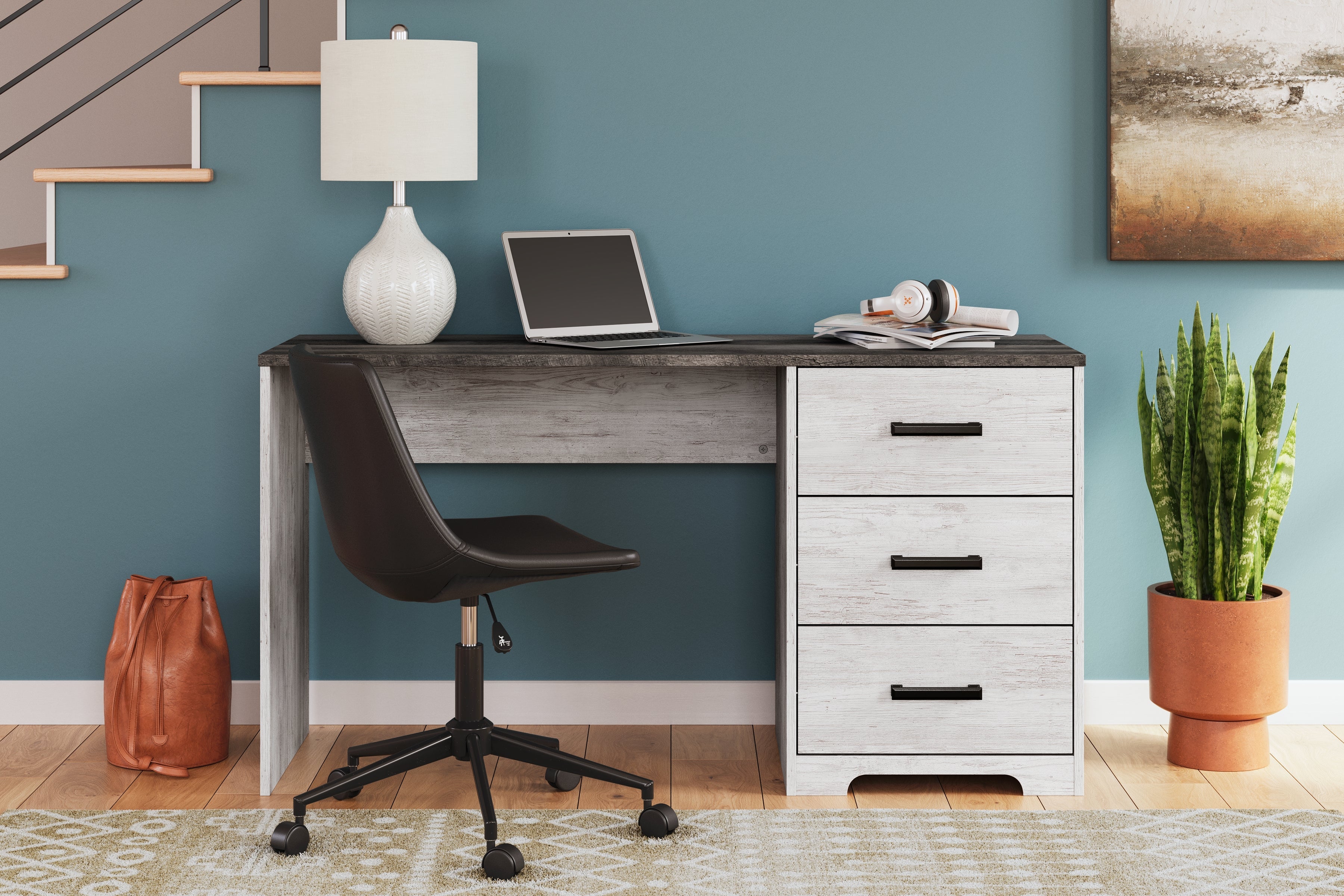 Shawburn White/Dark Charcoal Gray 54" Home Office Desk - H4121-34 - Bien Home Furniture & Electronics