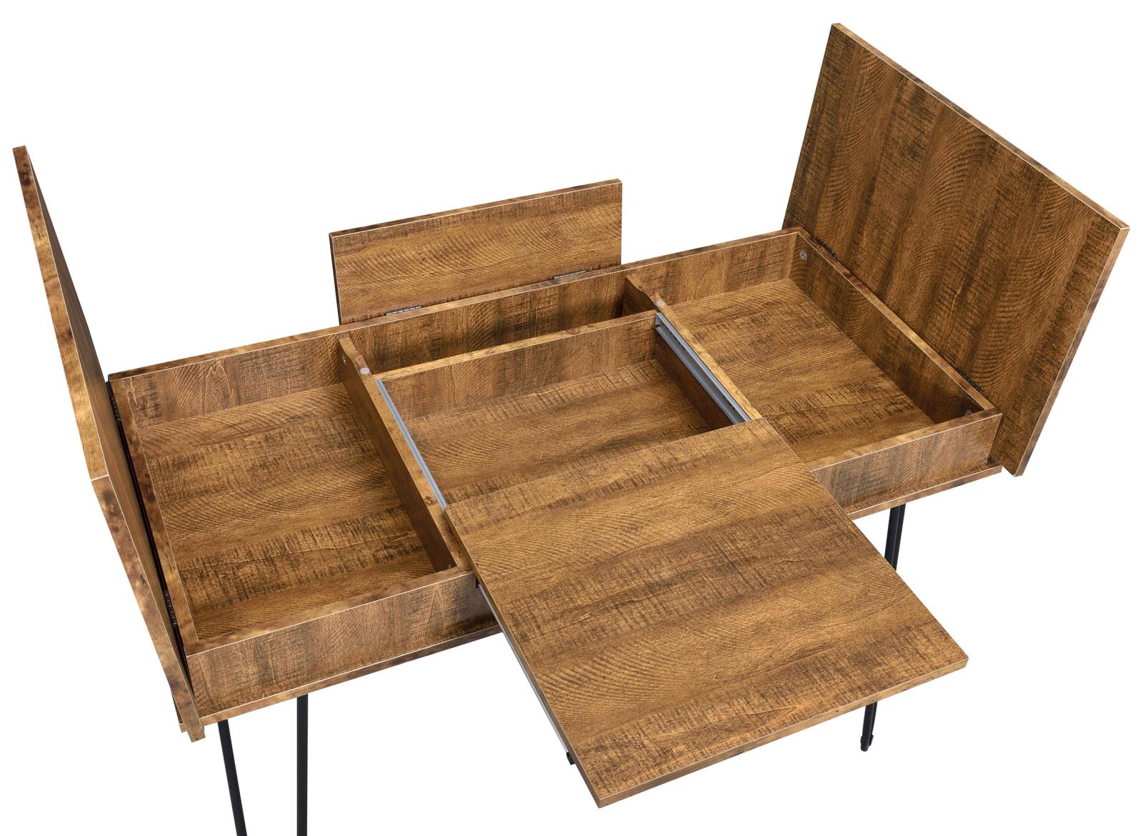 Sheeran Rustic Amber Writing Desk with 4 Hidden Storages - 802011 - Bien Home Furniture & Electronics