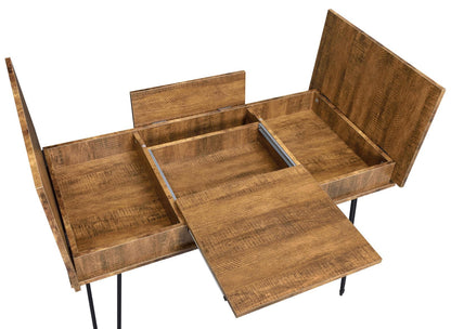 Sheeran Rustic Amber Writing Desk with 4 Hidden Storages - 802011 - Bien Home Furniture &amp; Electronics