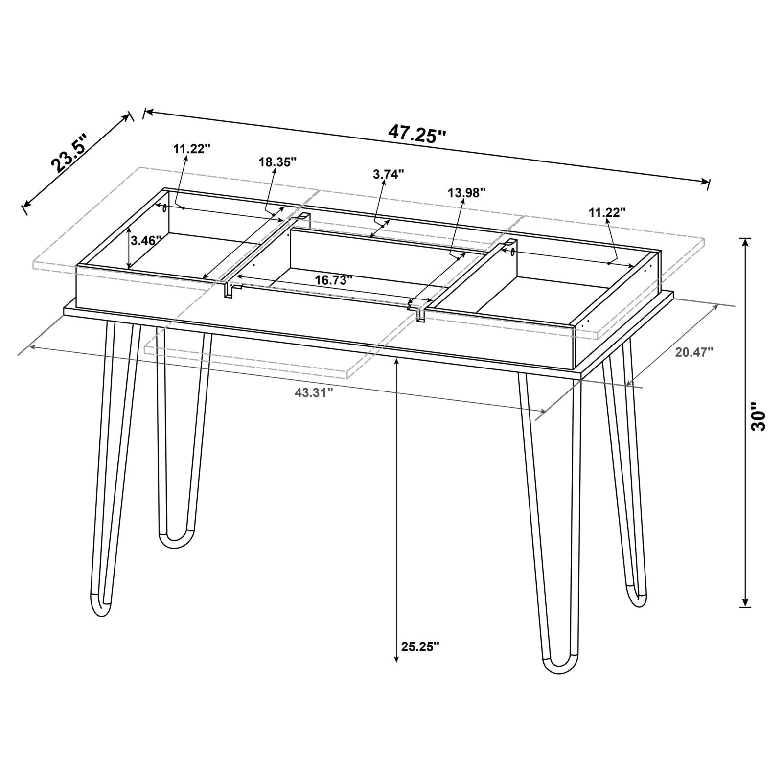 Sheeran Rustic Amber Writing Desk with 4 Hidden Storages - 802011 - Bien Home Furniture & Electronics