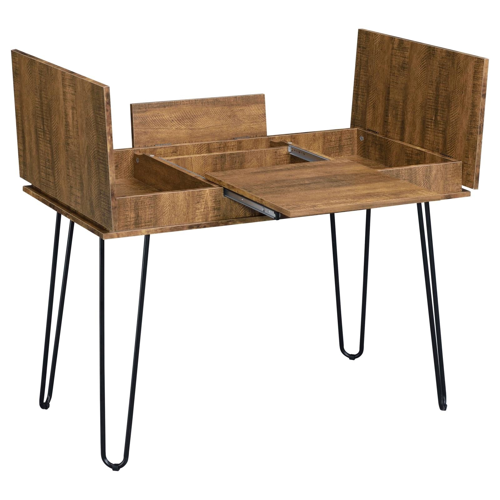 Sheeran Rustic Amber Writing Desk with 4 Hidden Storages - 802011 - Bien Home Furniture & Electronics
