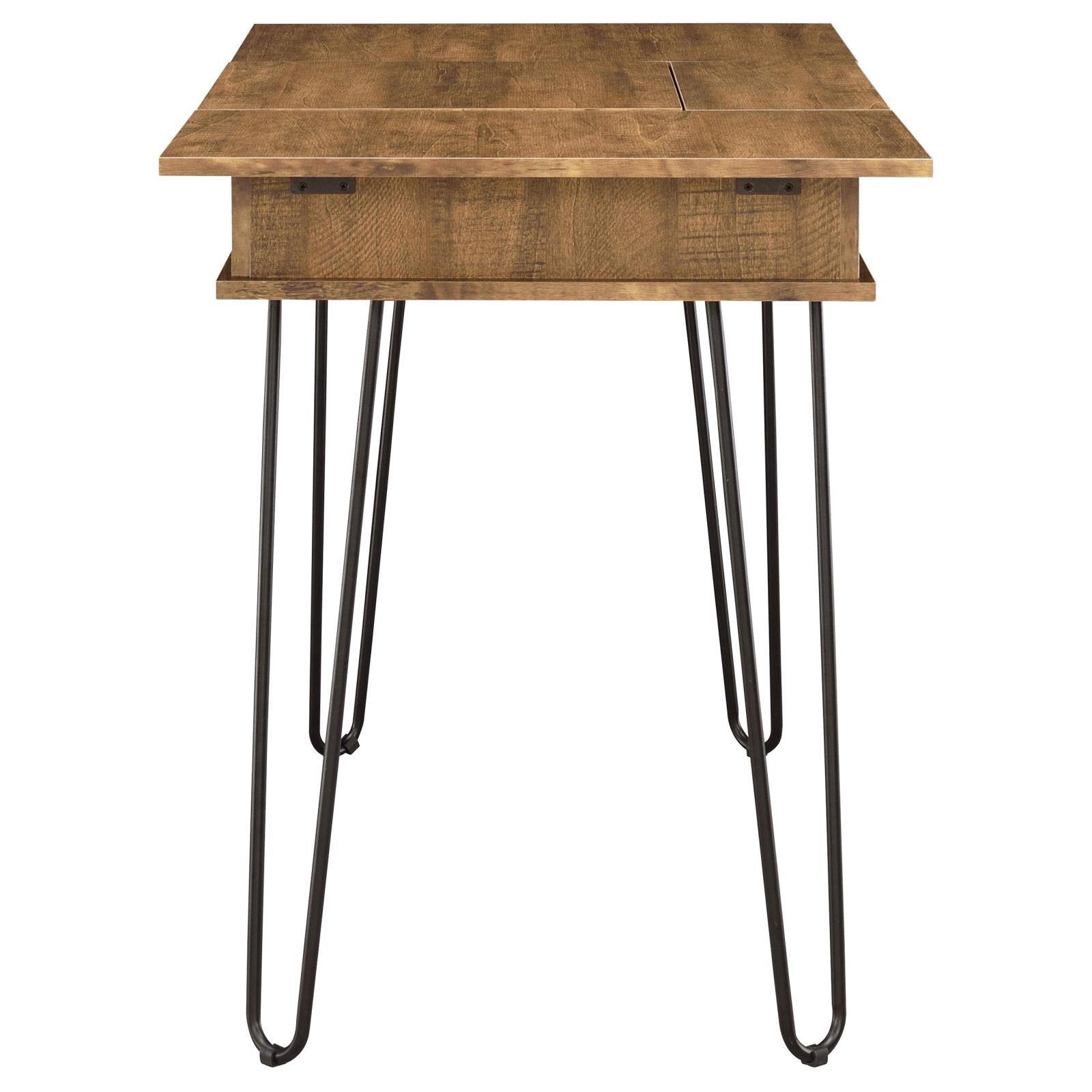 Sheeran Rustic Amber Writing Desk with 4 Hidden Storages - 802011 - Bien Home Furniture & Electronics