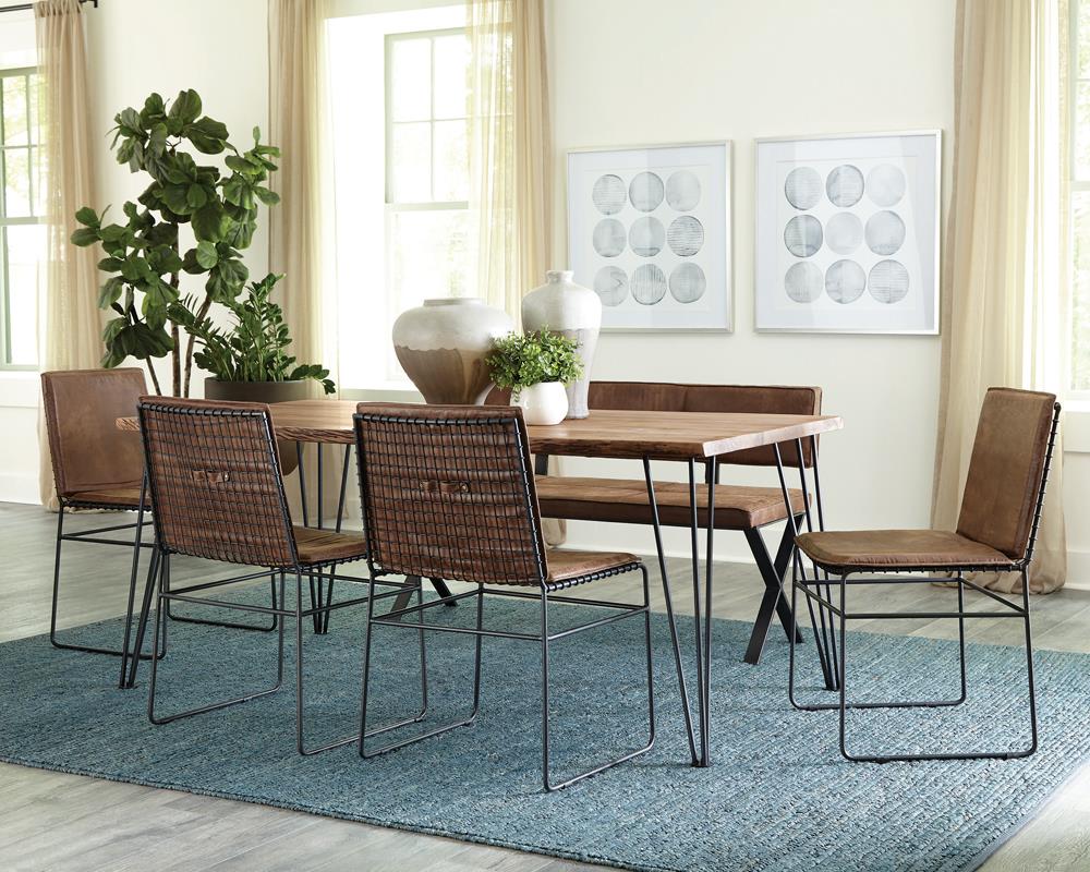 Sherman Natural Acacia/Matte Black Rectangular Dining Table - 190911 - Bien Home Furniture & Electronics