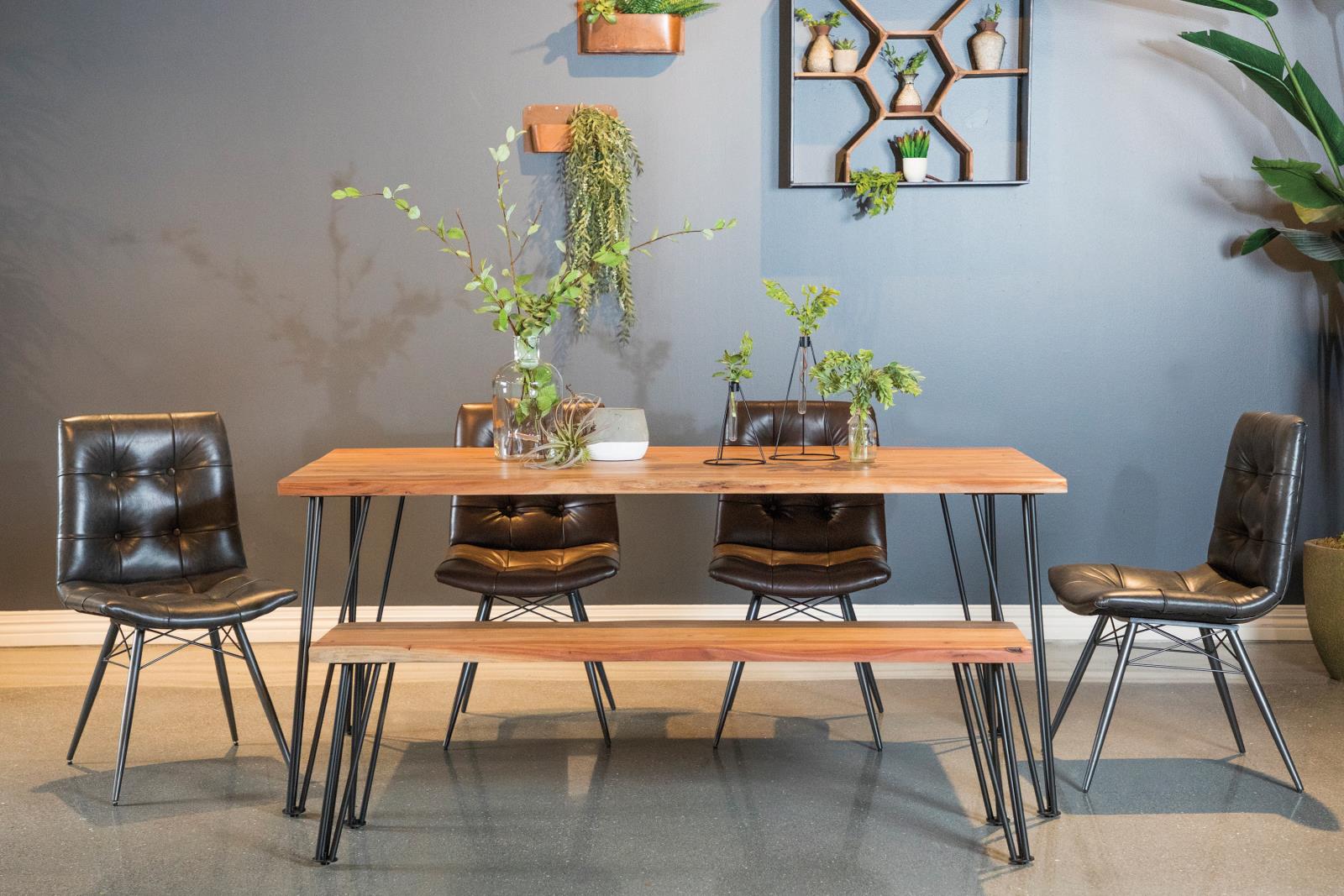 Sherman Natural Acacia/Matte Black Rectangular Dining Table - 190911 - Bien Home Furniture & Electronics