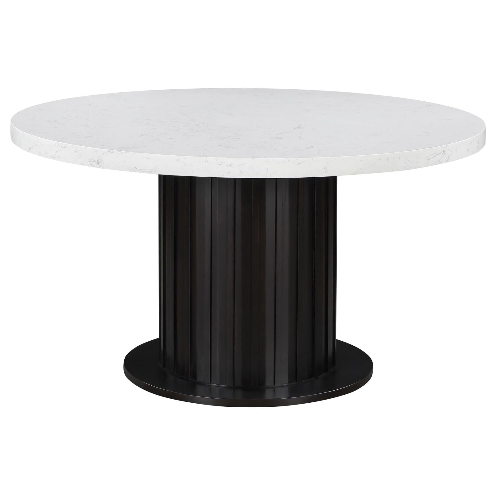 Sherry 5-Piece Round Dining Set with Beige Fabric Chairs - 115490-S5 - Bien Home Furniture & Electronics