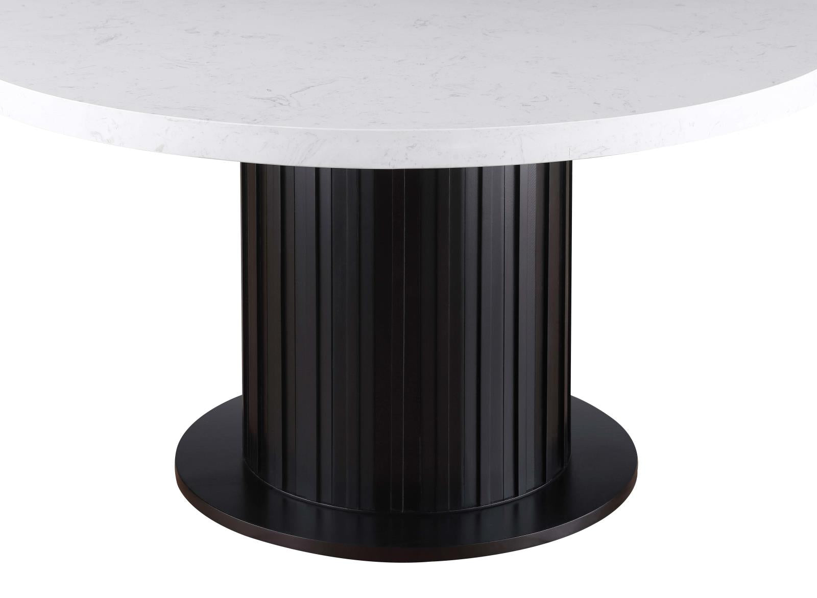 Sherry 5-Piece Round Dining Set with Beige Fabric Chairs - 115490-S5 - Bien Home Furniture & Electronics