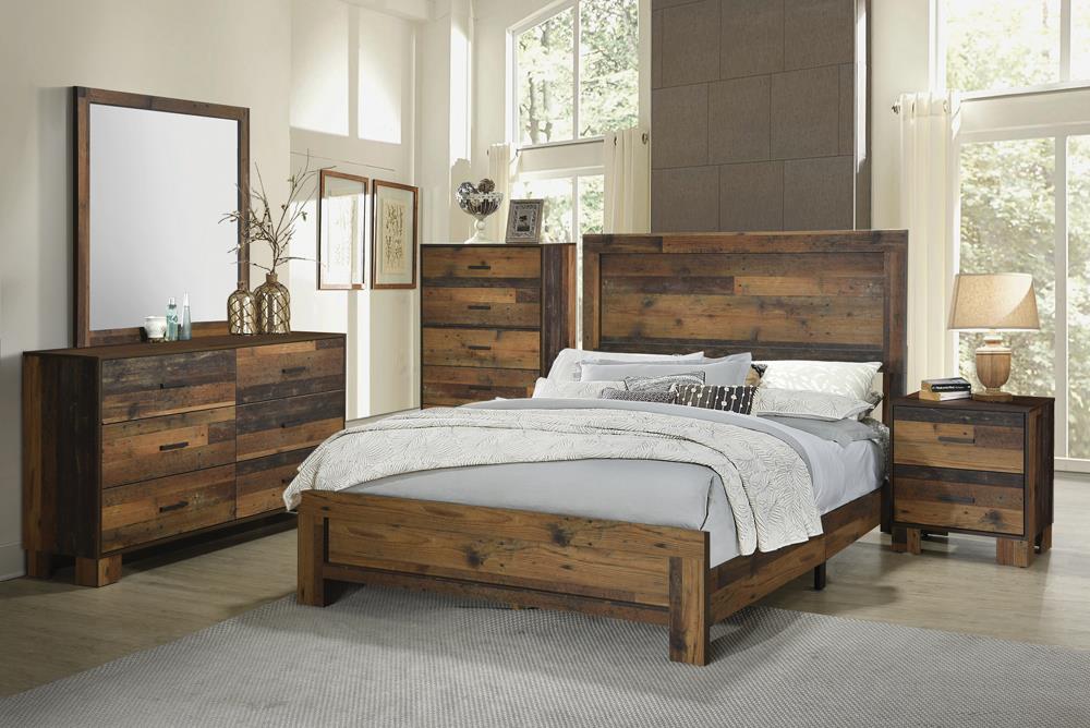 Sidney Eastern King Panel Bed Rustic Pine - 223141KE - Bien Home Furniture &amp; Electronics