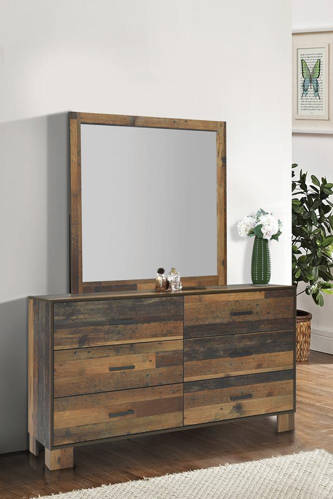 Sidney Rustic Pine Square Mirror - 223144 - Bien Home Furniture &amp; Electronics