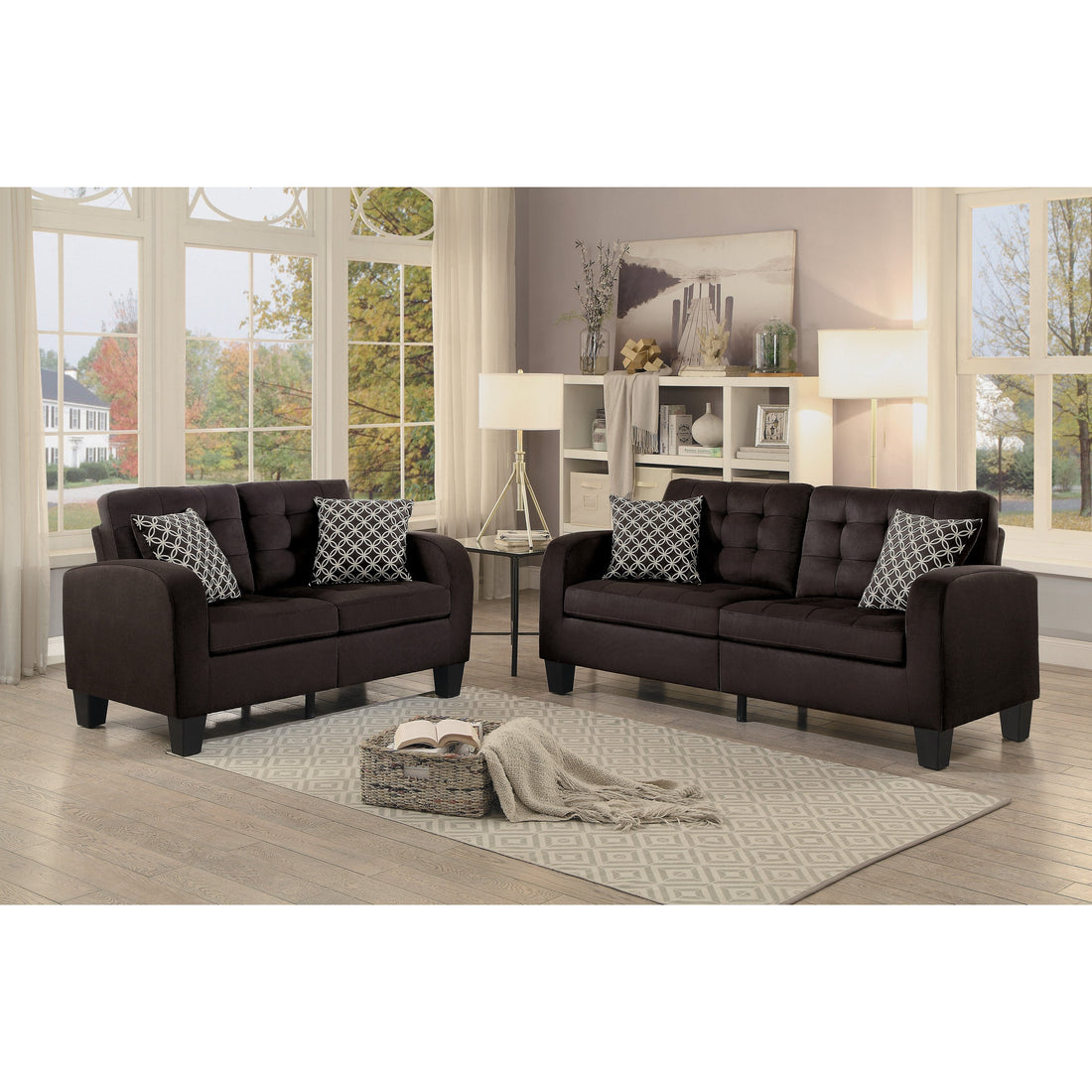 Sinclair Chocolate Living Room Set - SET | 8202CH-3 | 8202CH-2 - Bien Home Furniture &amp; Electronics