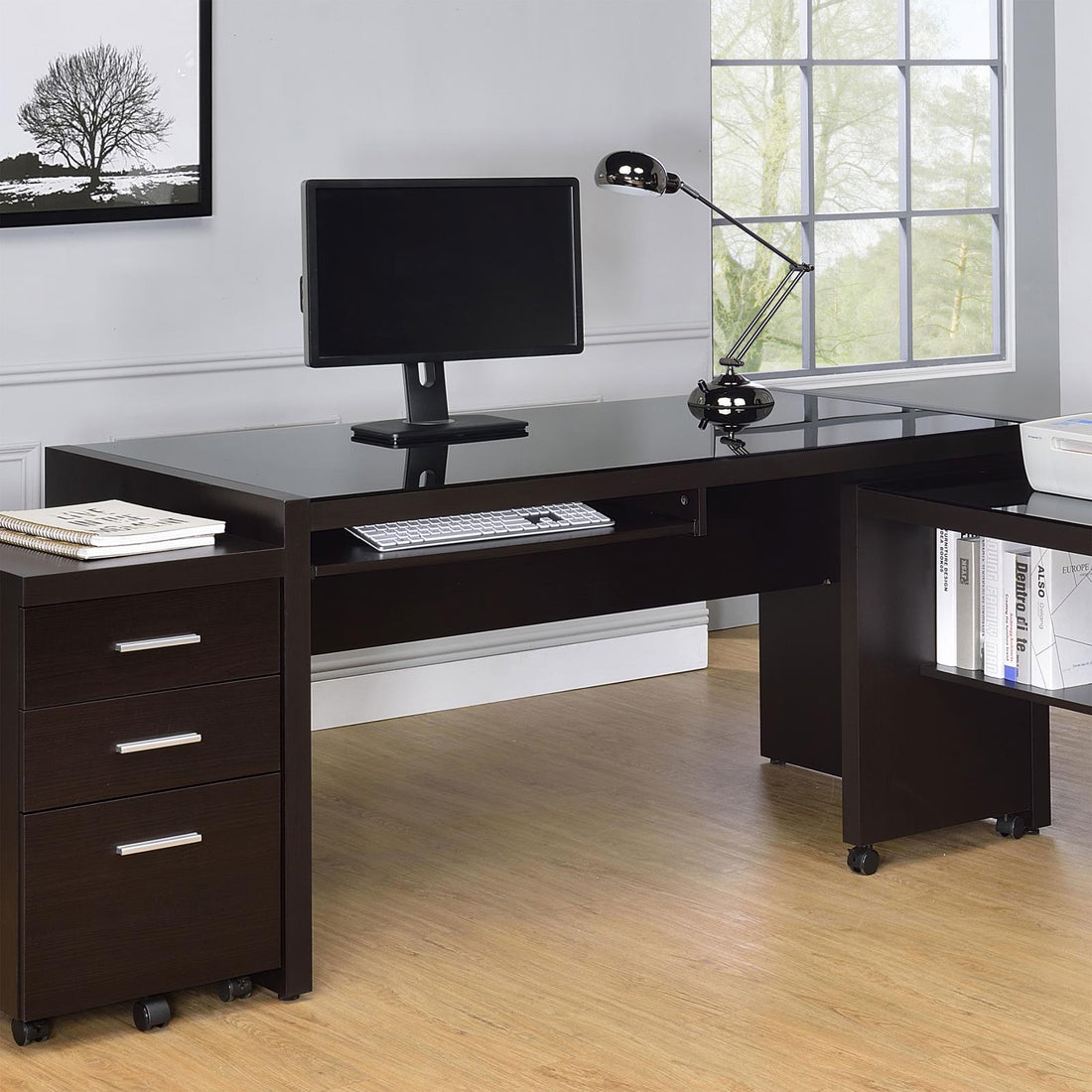 Skeena Cappuccino Computer Desk with Keyboard Drawer - 800901 - Bien Home Furniture &amp; Electronics