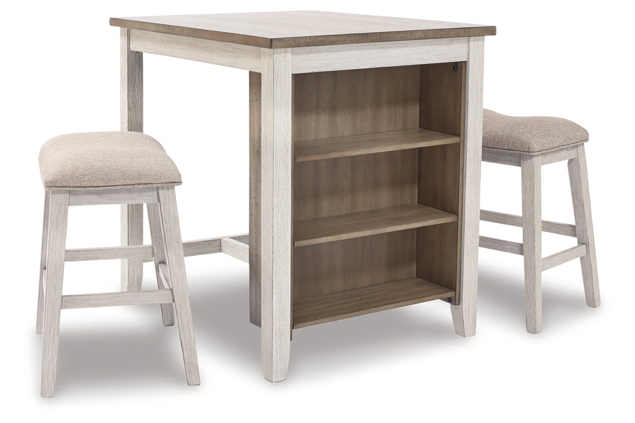 Skempton White/Light 3-Piece Brown Counter Height Set - D394-113 - Bien Home Furniture & Electronics