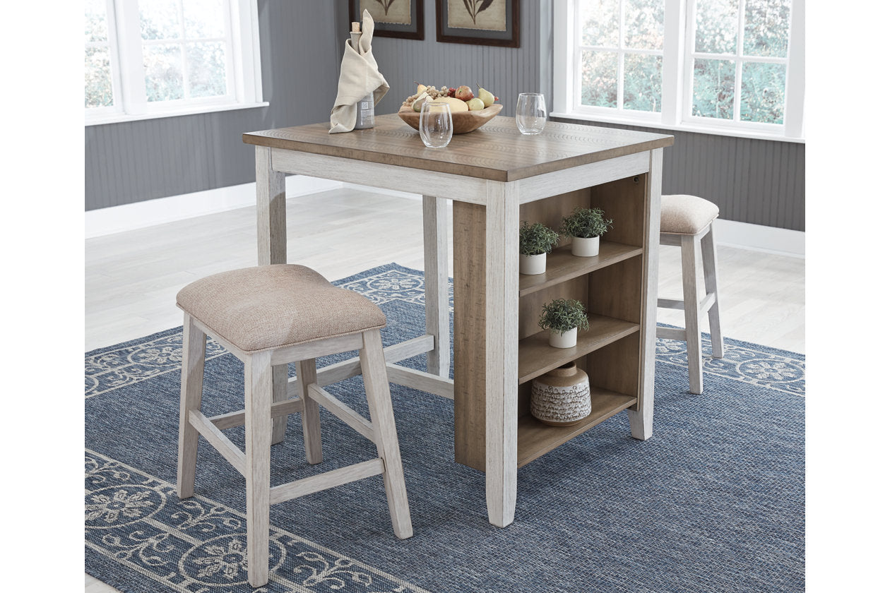 Skempton White/Light 3-Piece Brown Counter Height Set - D394-113 - Bien Home Furniture & Electronics