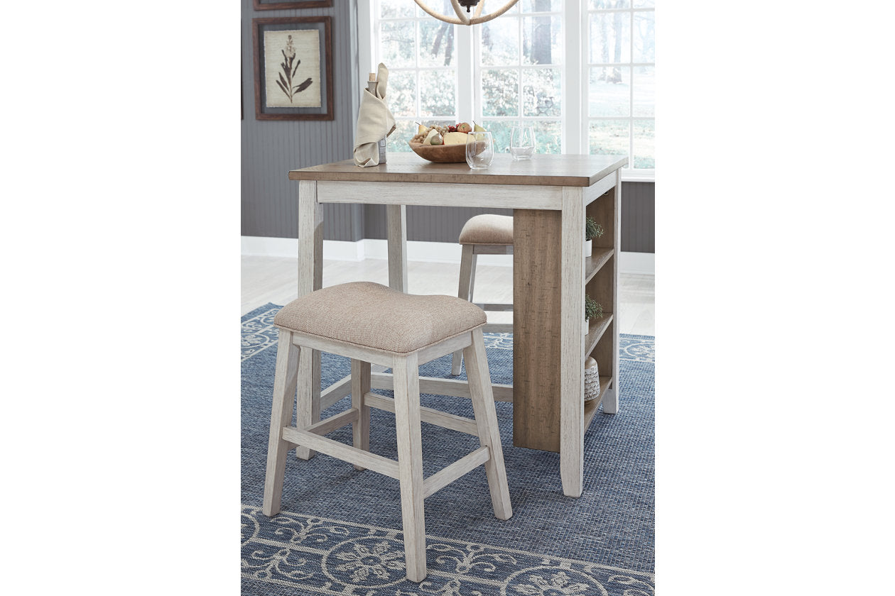 Skempton White/Light 3-Piece Brown Counter Height Set - D394-113 - Bien Home Furniture & Electronics