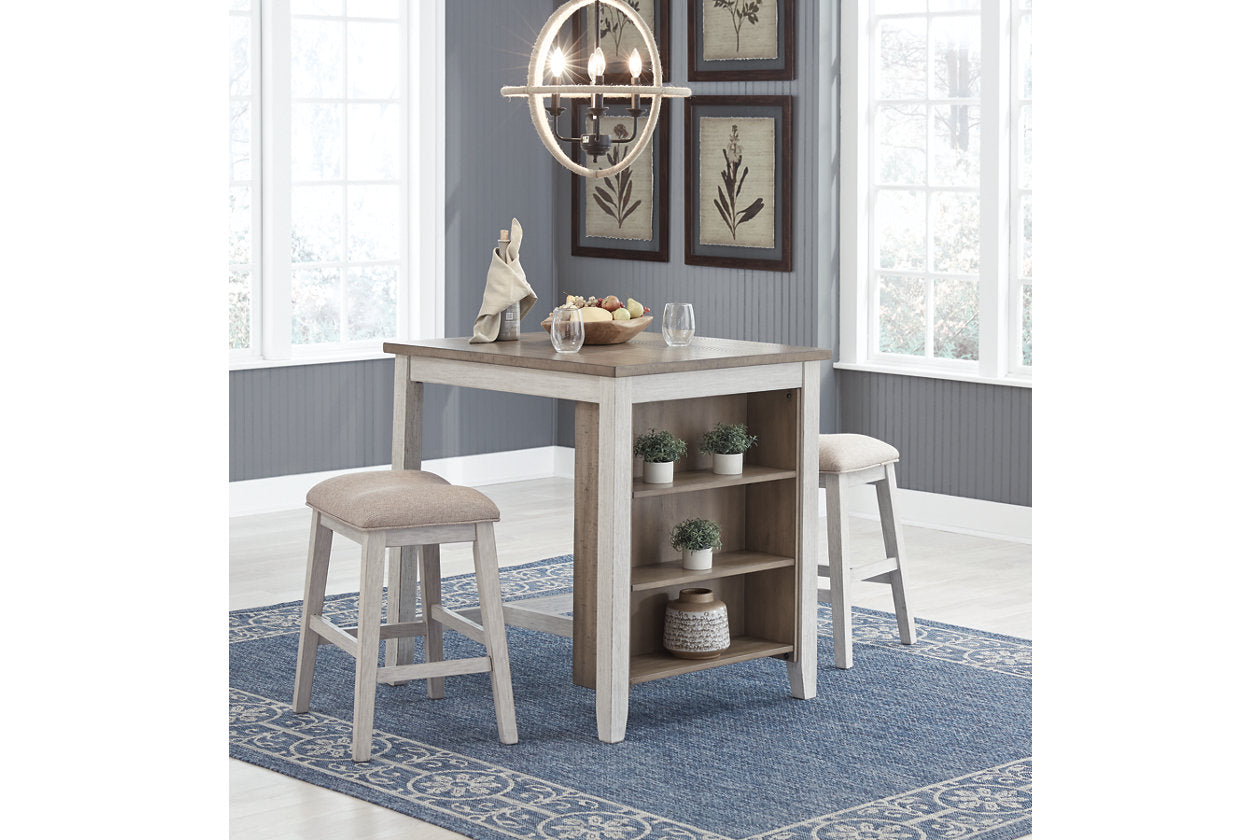 Skempton White/Light 3-Piece Brown Counter Height Set - D394-113 - Bien Home Furniture & Electronics
