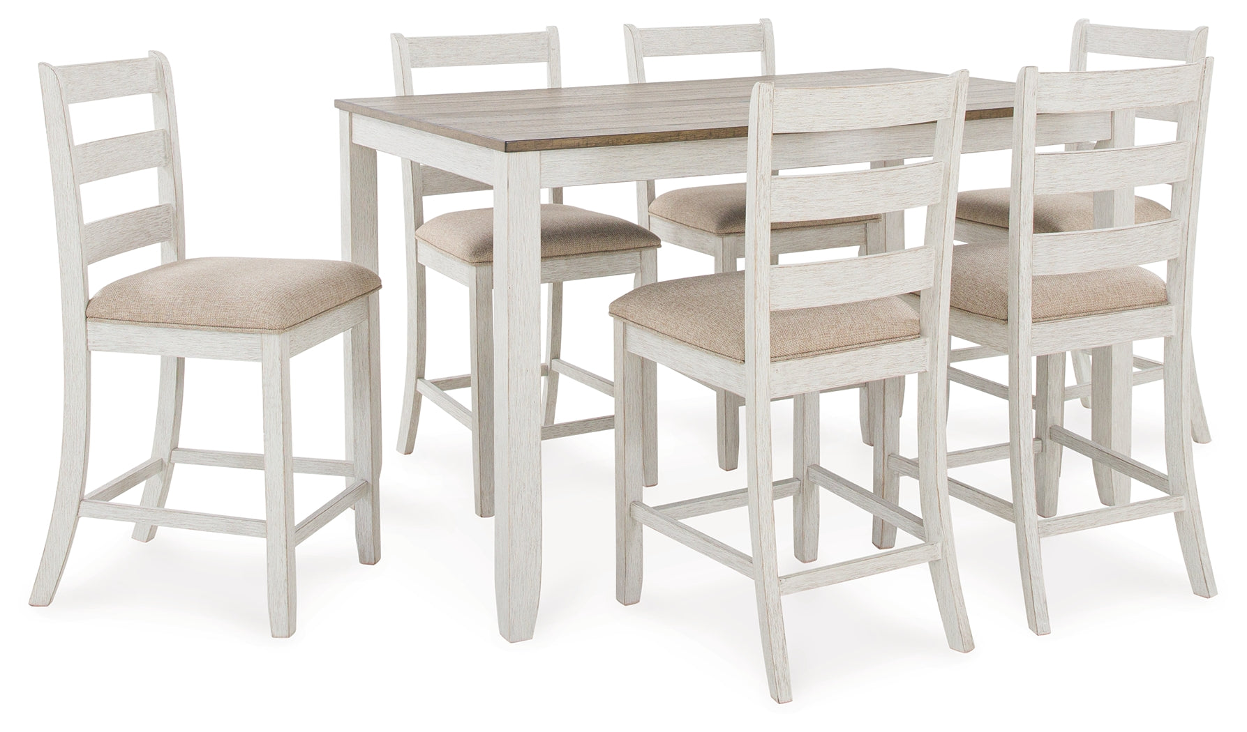 Skempton White/Light 7-Piece Brown Counter Height Set - D394-423 - Bien Home Furniture & Electronics