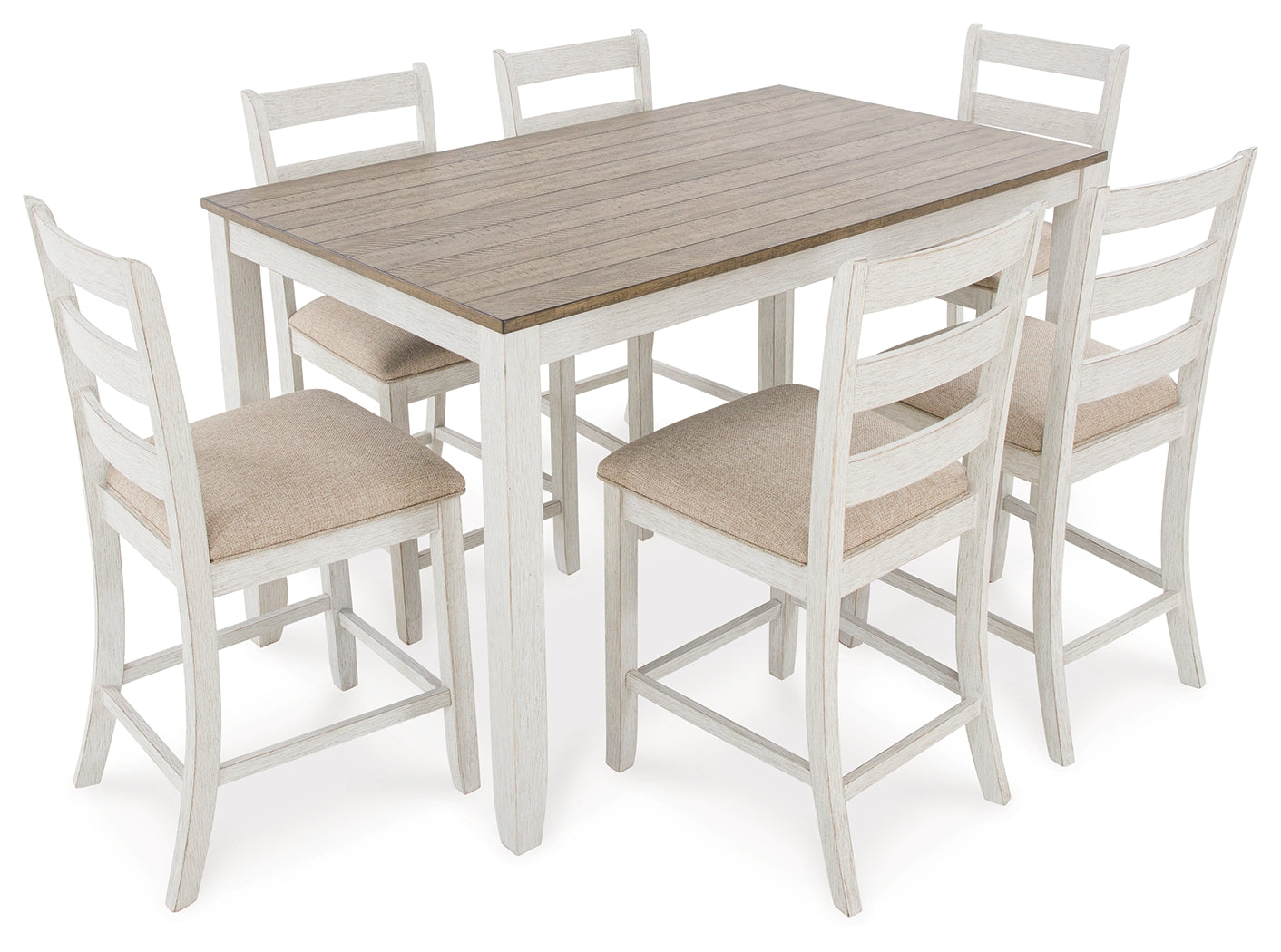 Skempton White/Light 7-Piece Brown Counter Height Set - D394-423 - Bien Home Furniture & Electronics