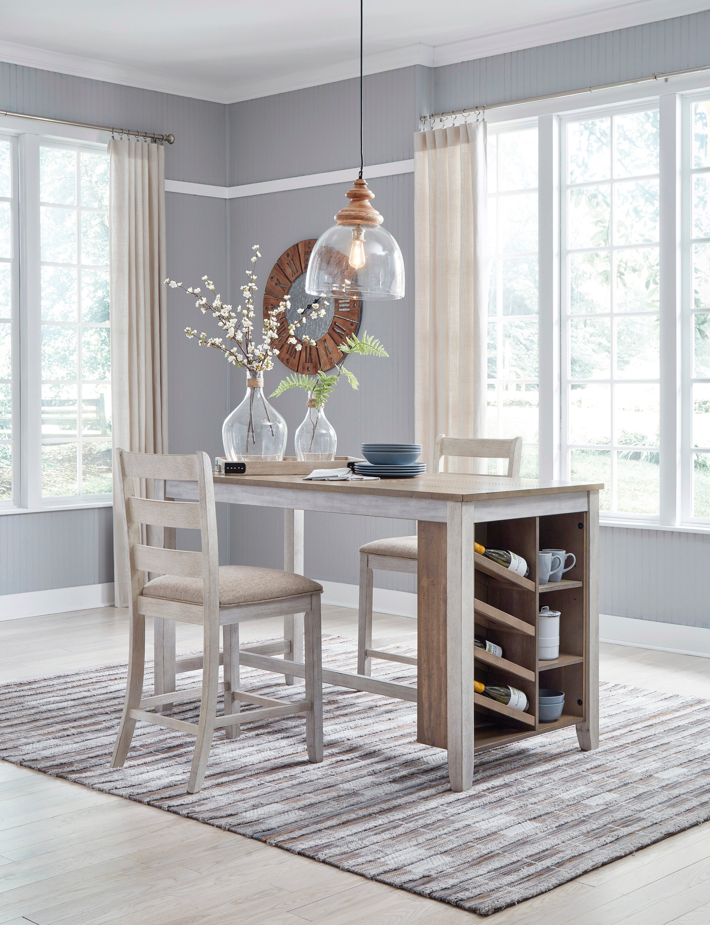 Skempton White/Light Brown 3-Piece Counter Height Set - SET | D394-32 | D394-124 - Bien Home Furniture & Electronics