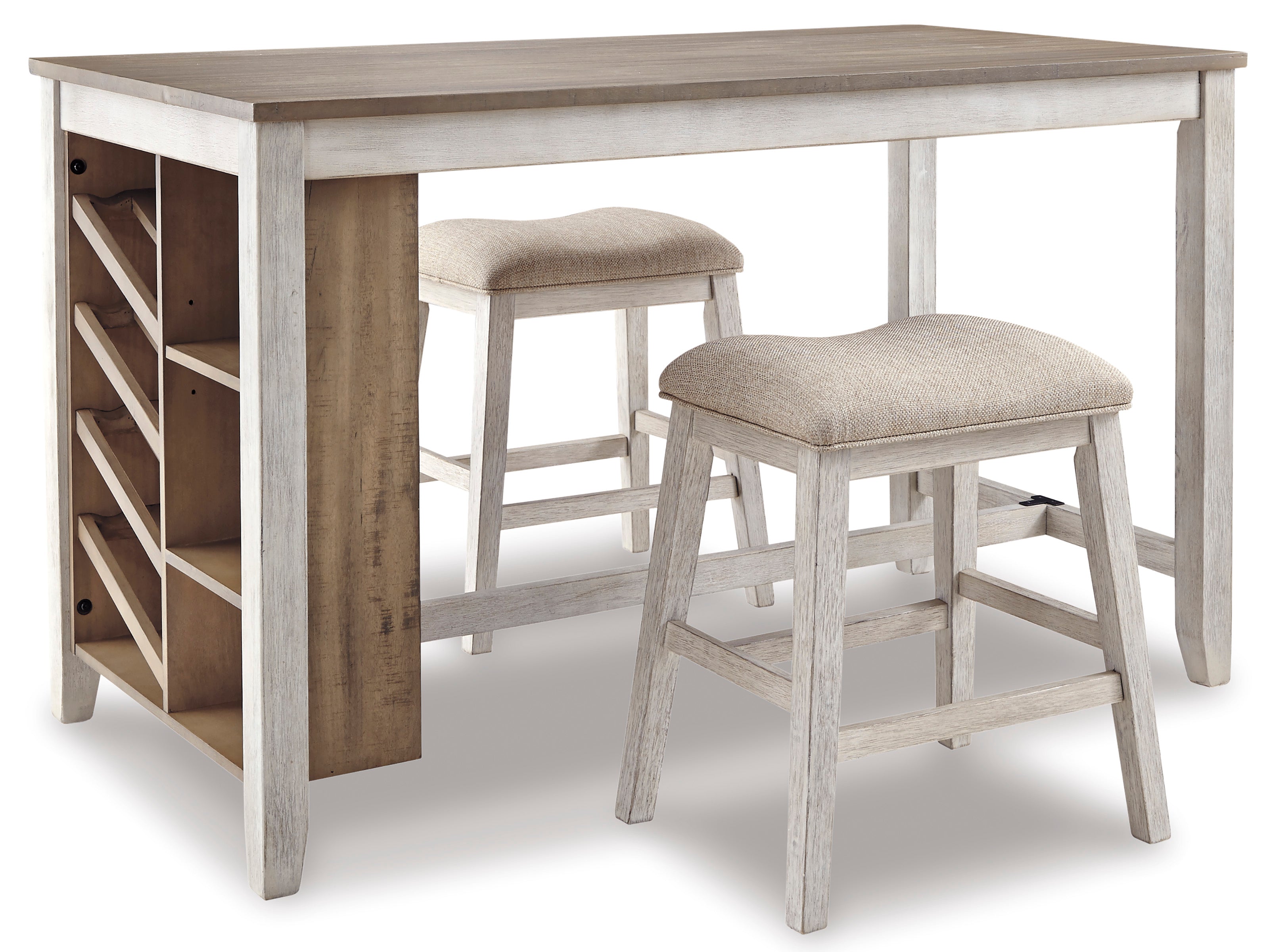 Skempton White/Light Brown 3-Piece Counter Height Set w/ Stools - SET | D394-32 | D394-024 - Bien Home Furniture & Electronics