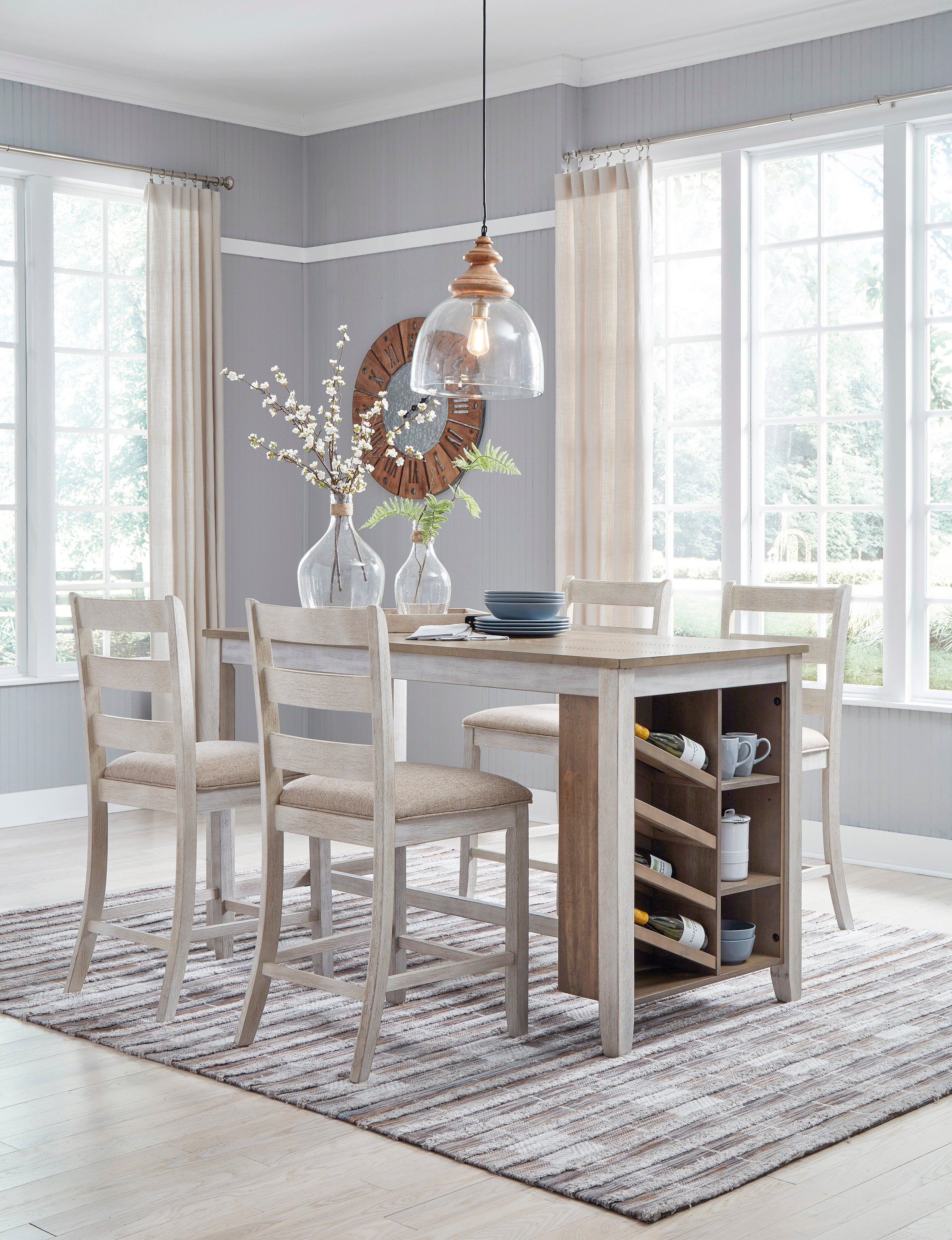 Skempton White/Light Brown 5-Piece Counter Height Set - SET | D394-32 | D394-124(2) - Bien Home Furniture & Electronics