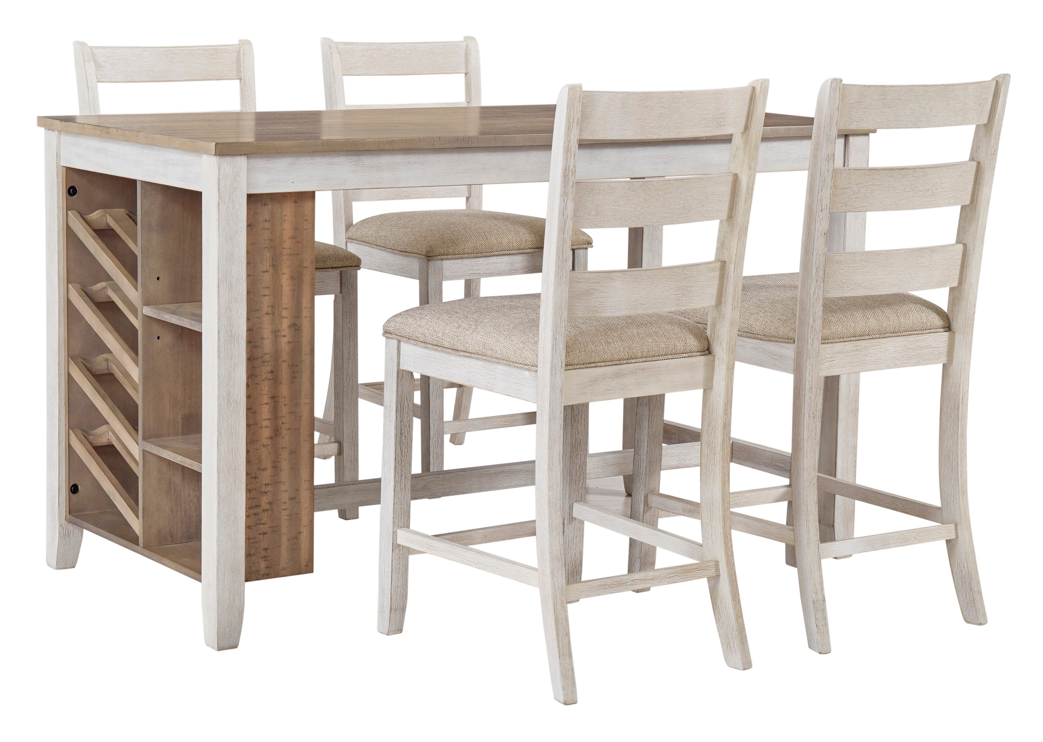Skempton White/Light Brown 5-Piece Counter Height Set - SET | D394-32 | D394-124(2) - Bien Home Furniture & Electronics