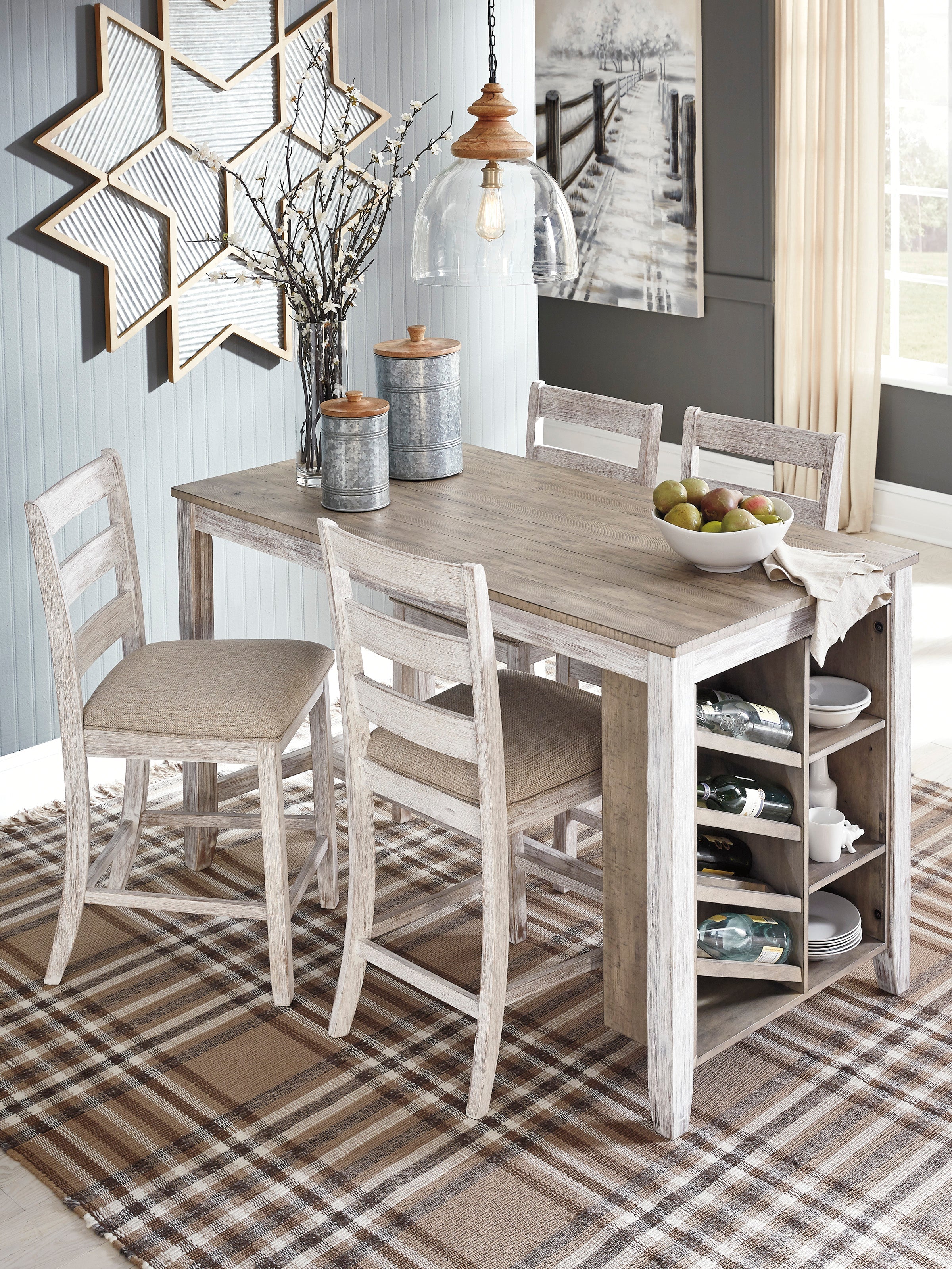 Skempton White/Light Brown 5-Piece Counter Height Set - SET | D394-32 | D394-124(2) - Bien Home Furniture & Electronics