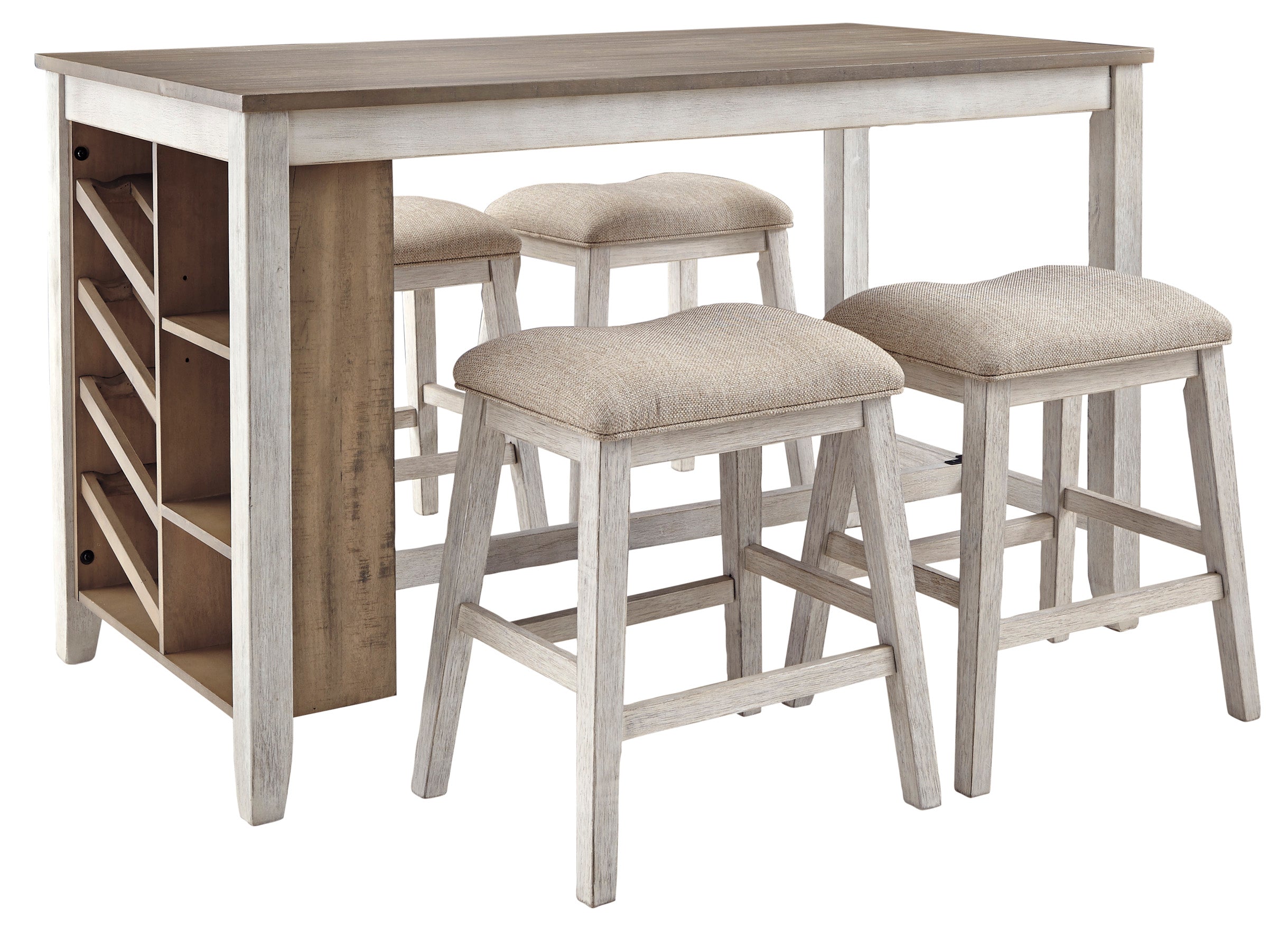 Skempton White/Light Brown 5-Piece Counter Height Set w/ Stools - SET | D394-32 | D394-024(2) - Bien Home Furniture & Electronics