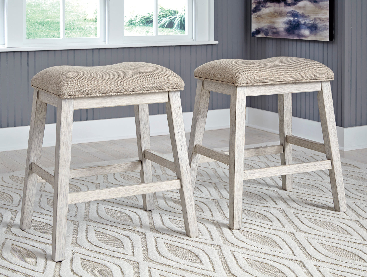 Skempton White/Light Brown 5-Piece Counter Height Set w/ Stools - SET | D394-32 | D394-024(2) - Bien Home Furniture & Electronics