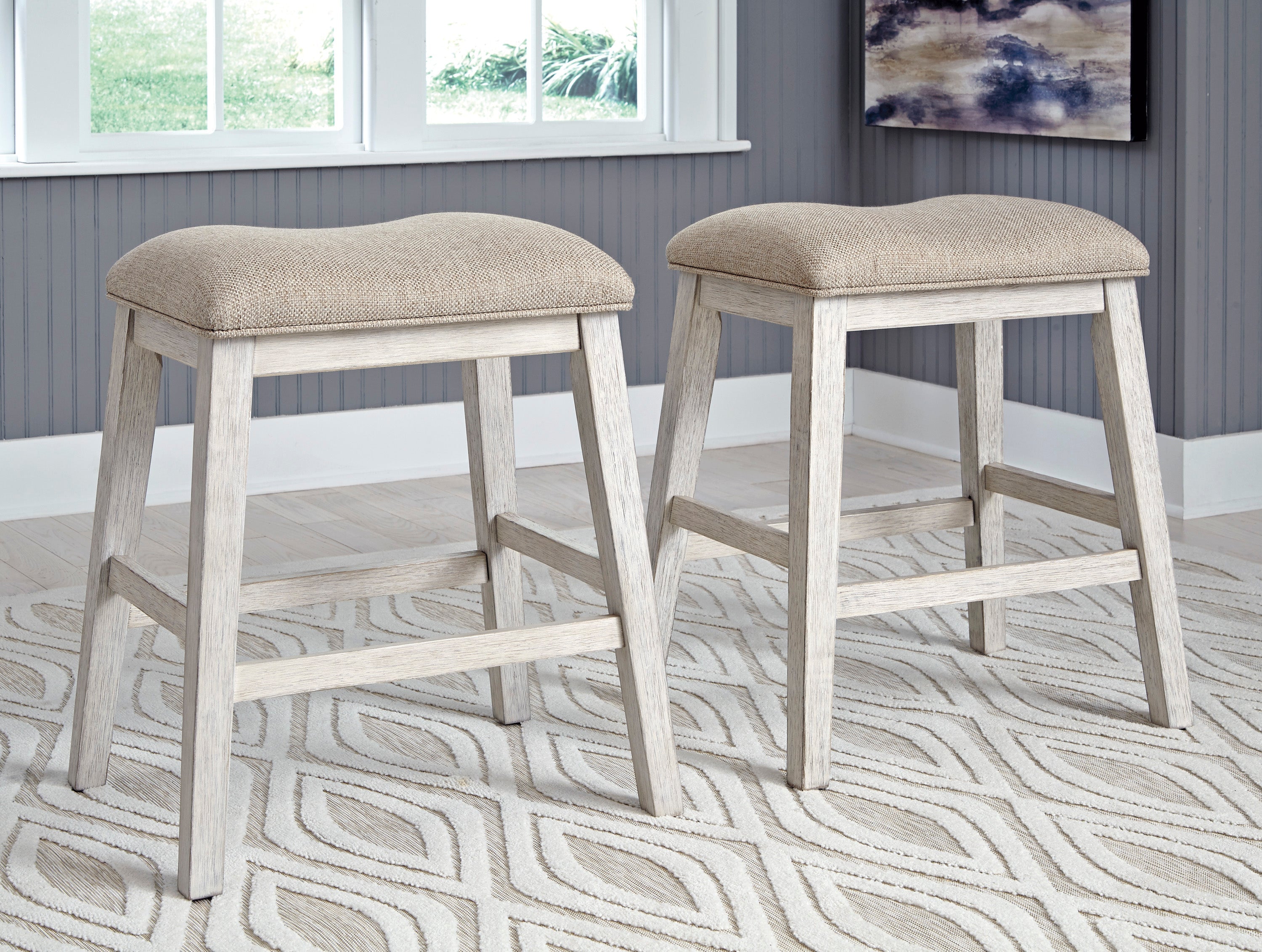 Skempton White/Light Brown 5-Piece Counter Height Set w/ Stools - SET | D394-32 | D394-024(2) - Bien Home Furniture & Electronics