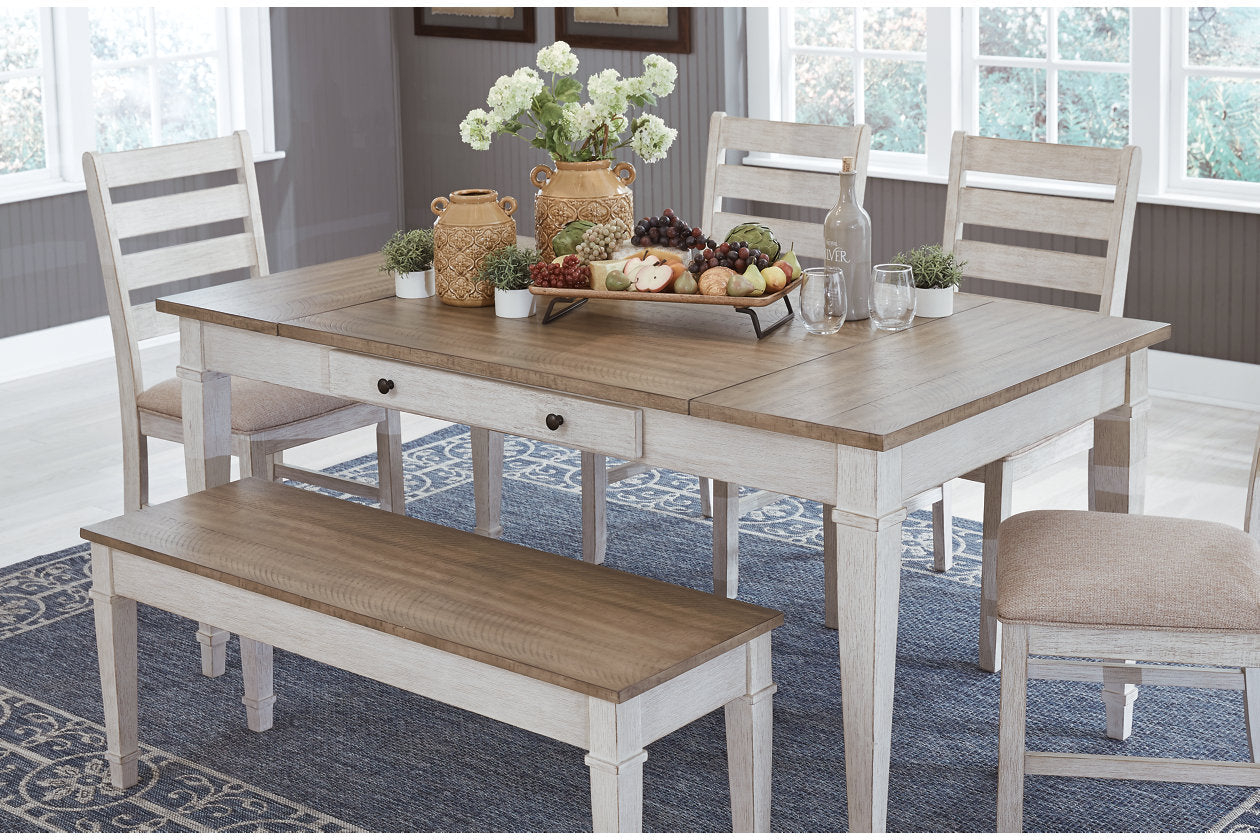 Skempton White/Light Brown Dining Table - D394-25 - Bien Home Furniture & Electronics