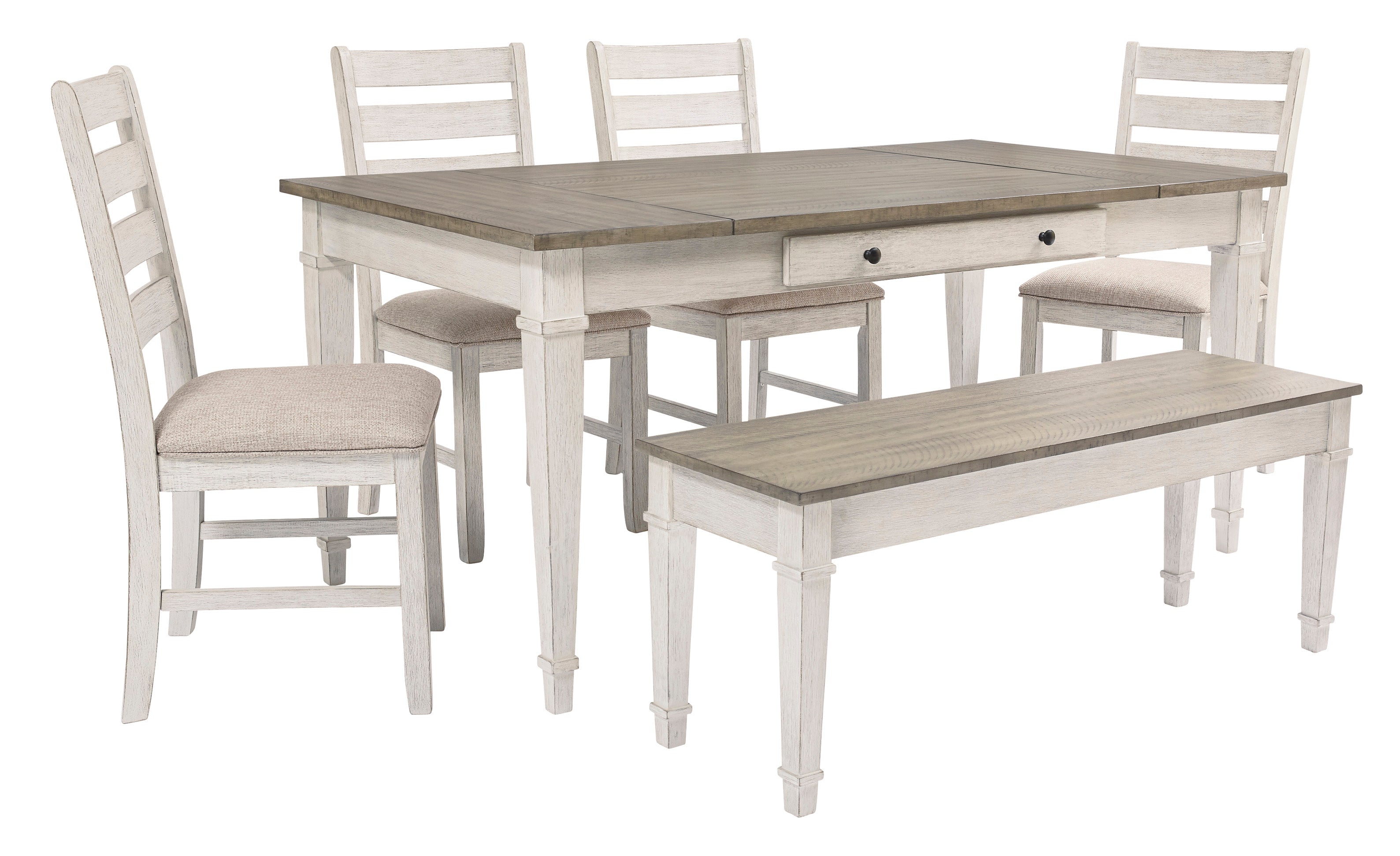 Skempton White/Light Brown Rectangular Dining Set - SET | D394-25 | D394-01(2) - Bien Home Furniture & Electronics