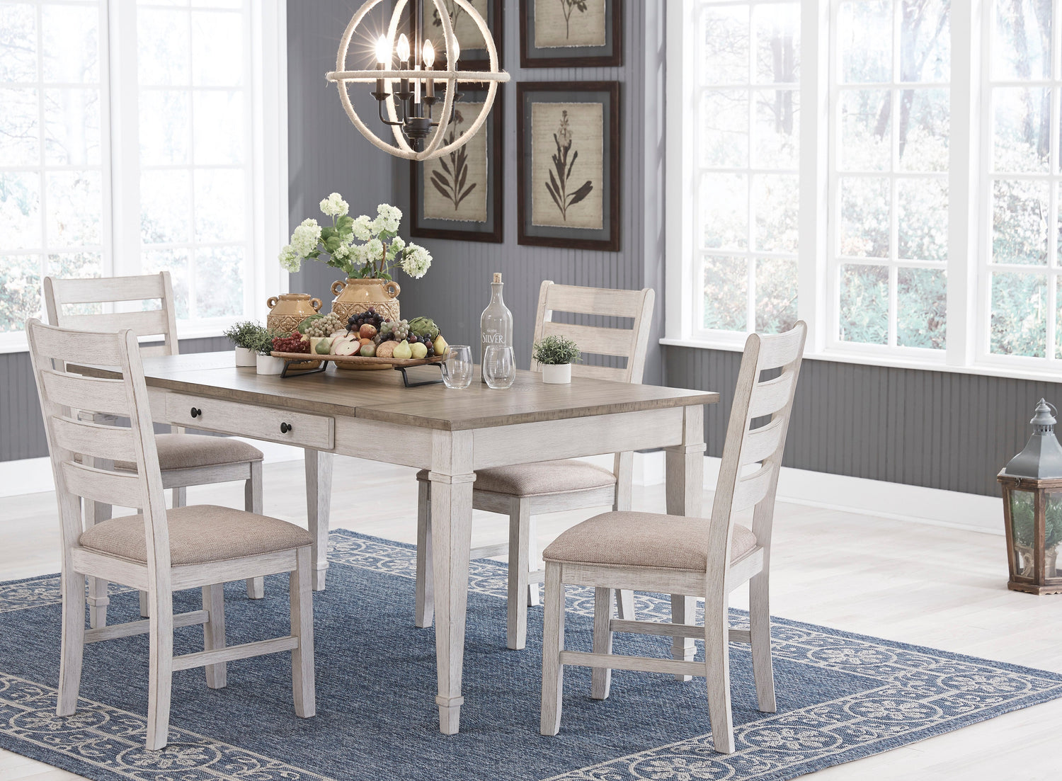 Skempton White/Light Brown Rectangular Dining Set - SET | D394-25 | D394-01(2) - Bien Home Furniture & Electronics