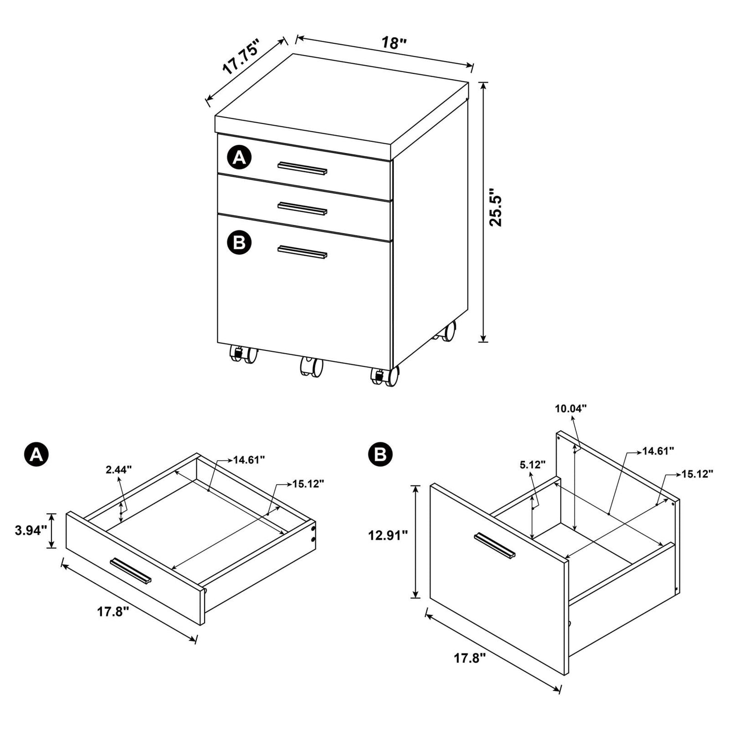 Skylar 3-Drawer Mobile File Cabinet Cappuccino - 800894 - Bien Home Furniture &amp; Electronics