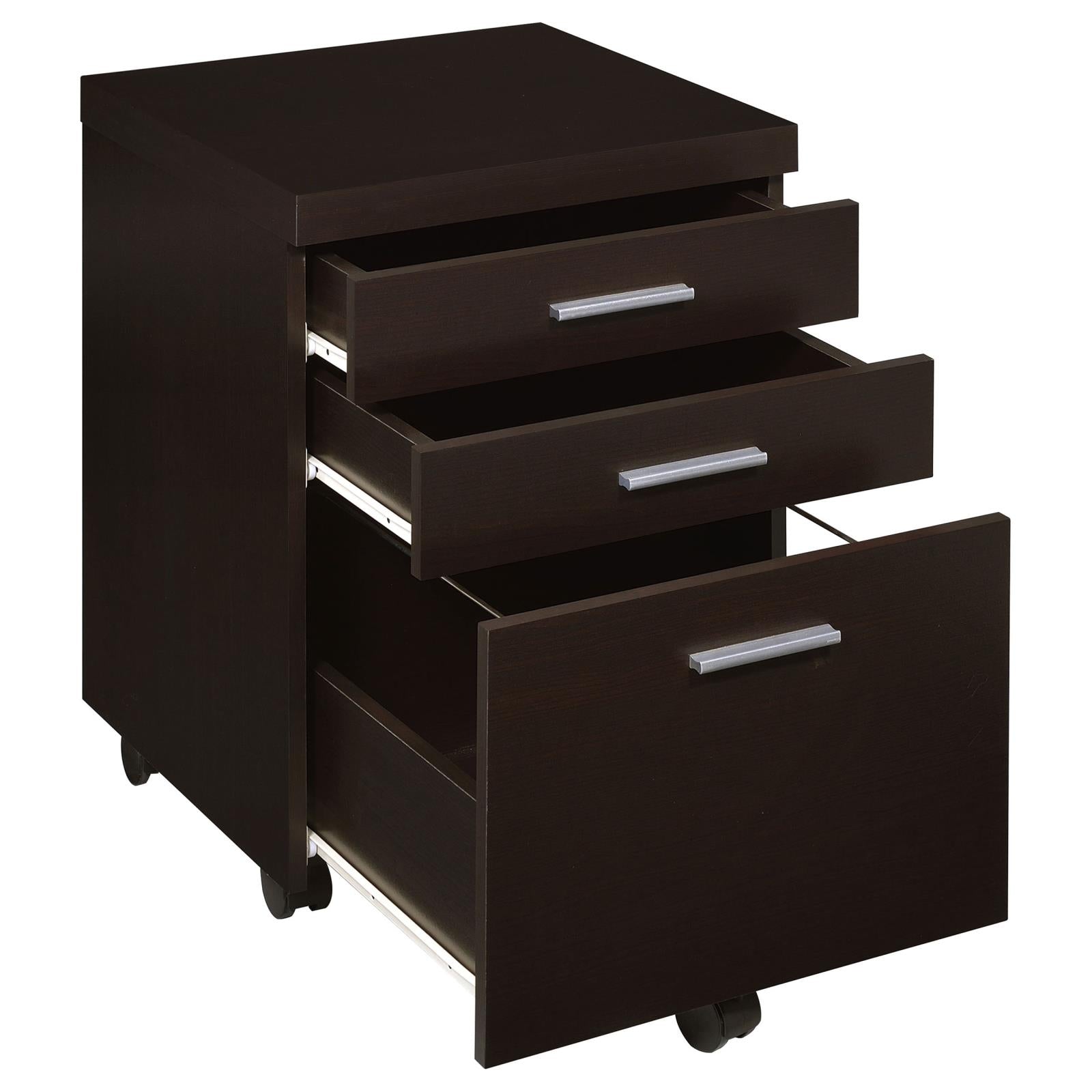 Skylar 3-Drawer Mobile File Cabinet Cappuccino - 800894 - Bien Home Furniture &amp; Electronics